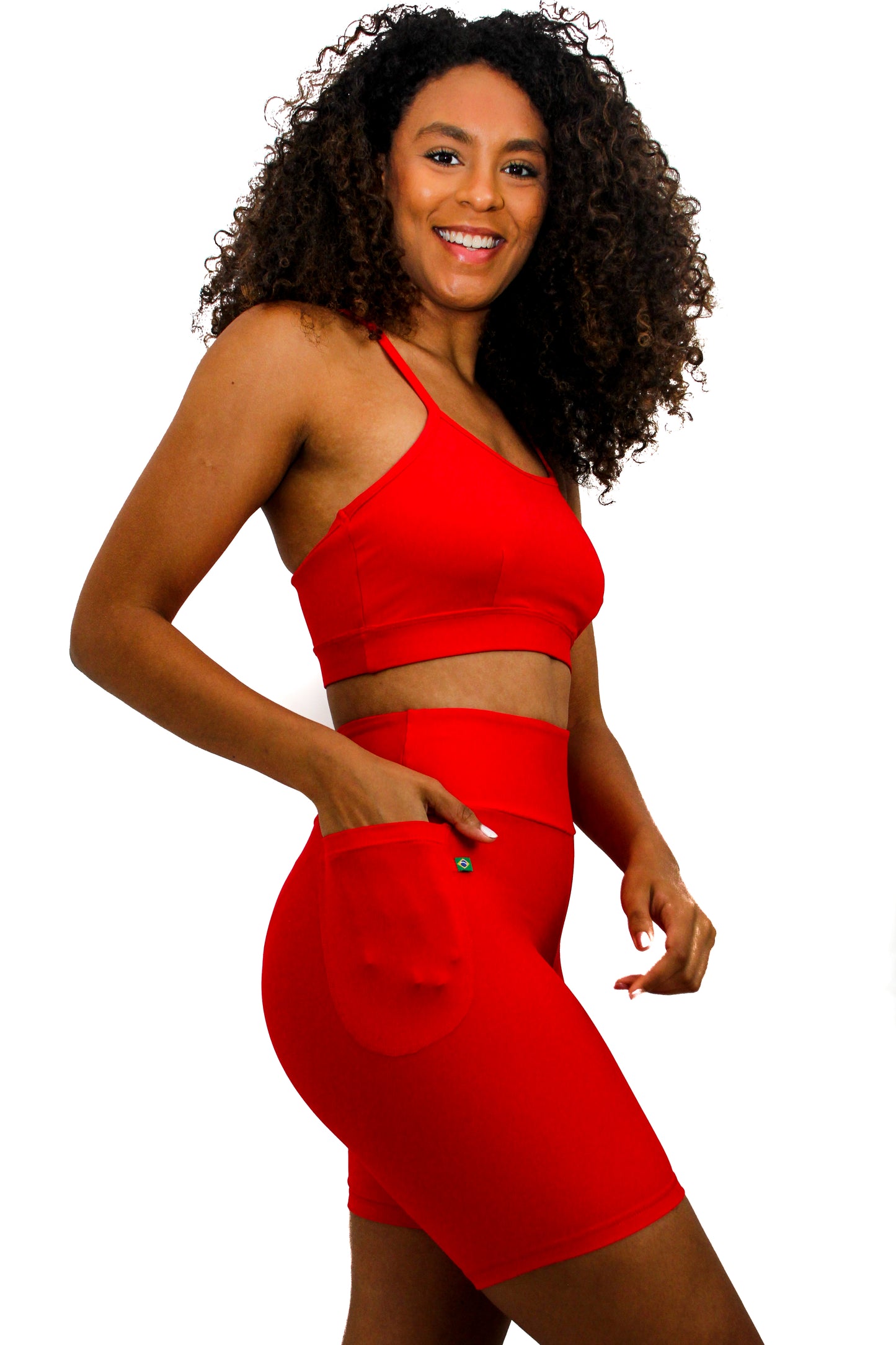Red Classic Shorts 6' long high waist - Eco Free