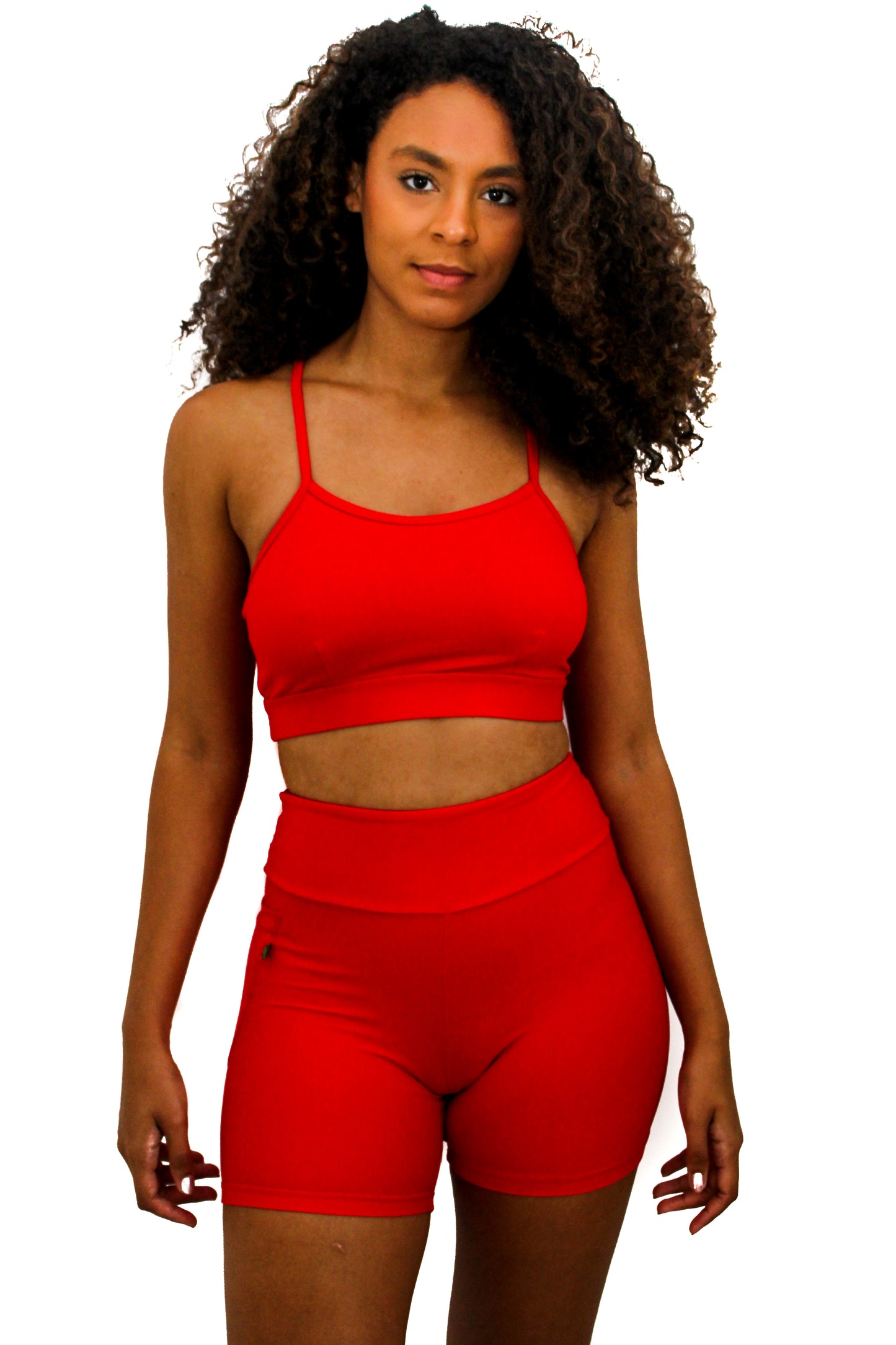 Red Classic Shorts 4" long high waist - Eco Free biodegradable