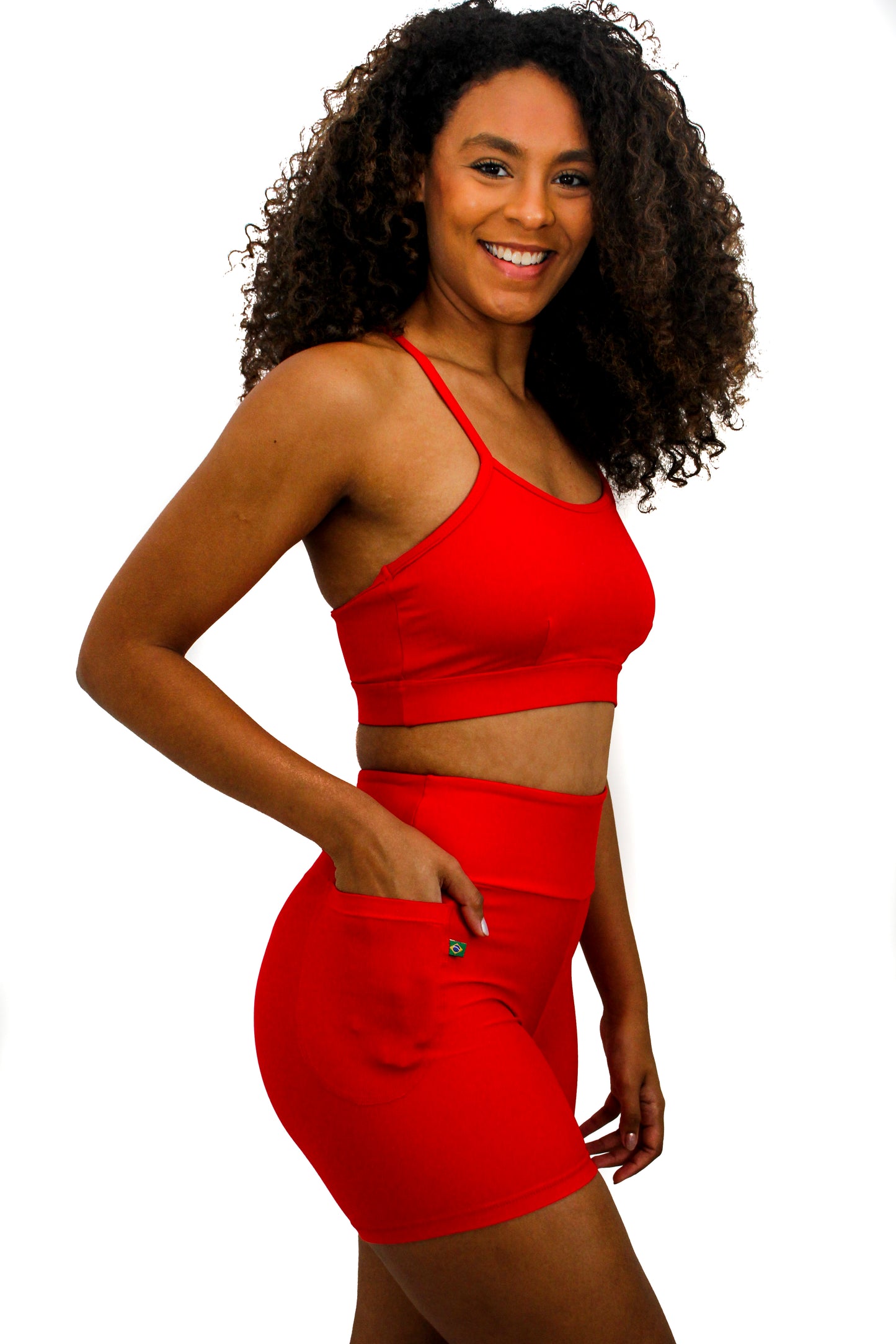 Red Classic Shorts 4" long high waist - Eco Free biodegradable