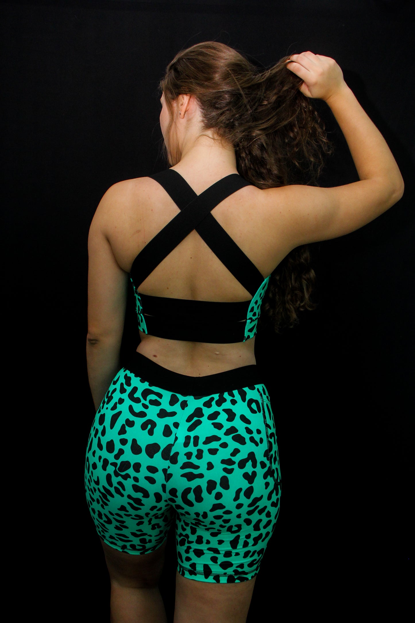 Color Green Leopard Shorts 4' with pocket