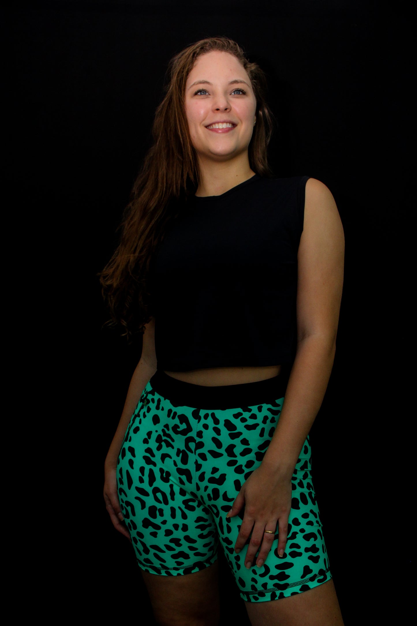 Color Green Leopard Shorts 4' with pocket