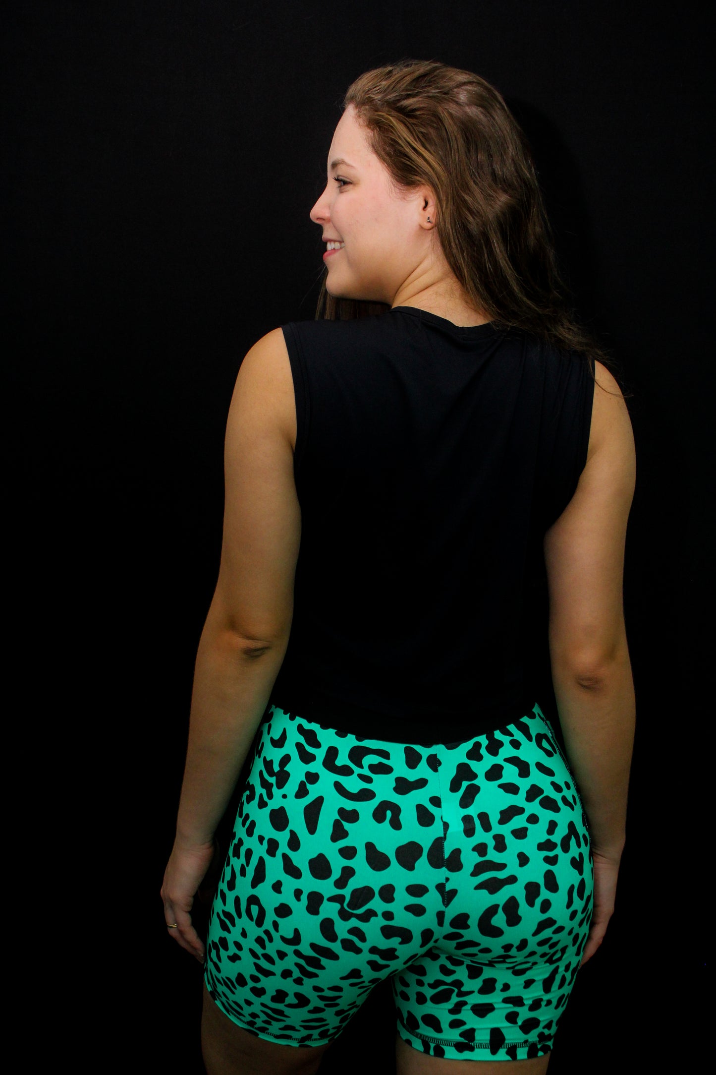 Color Green Leopard Shorts 4' with pocket