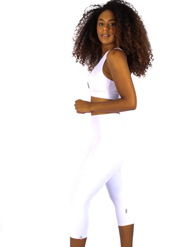 White Capri High Waist side Pocket - Emana "do not see through"