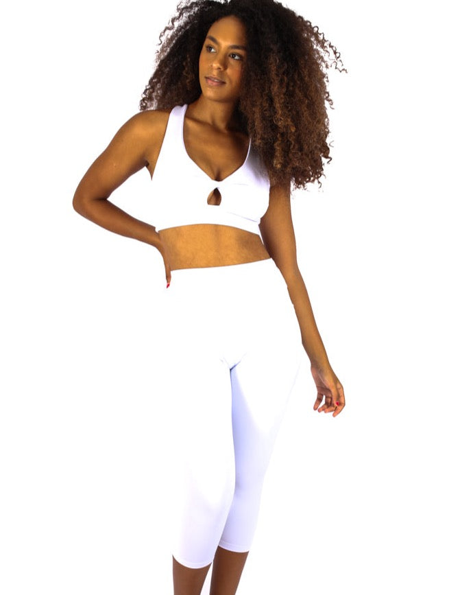 White Capri High Waist side Pocket - Emana "do not see through"