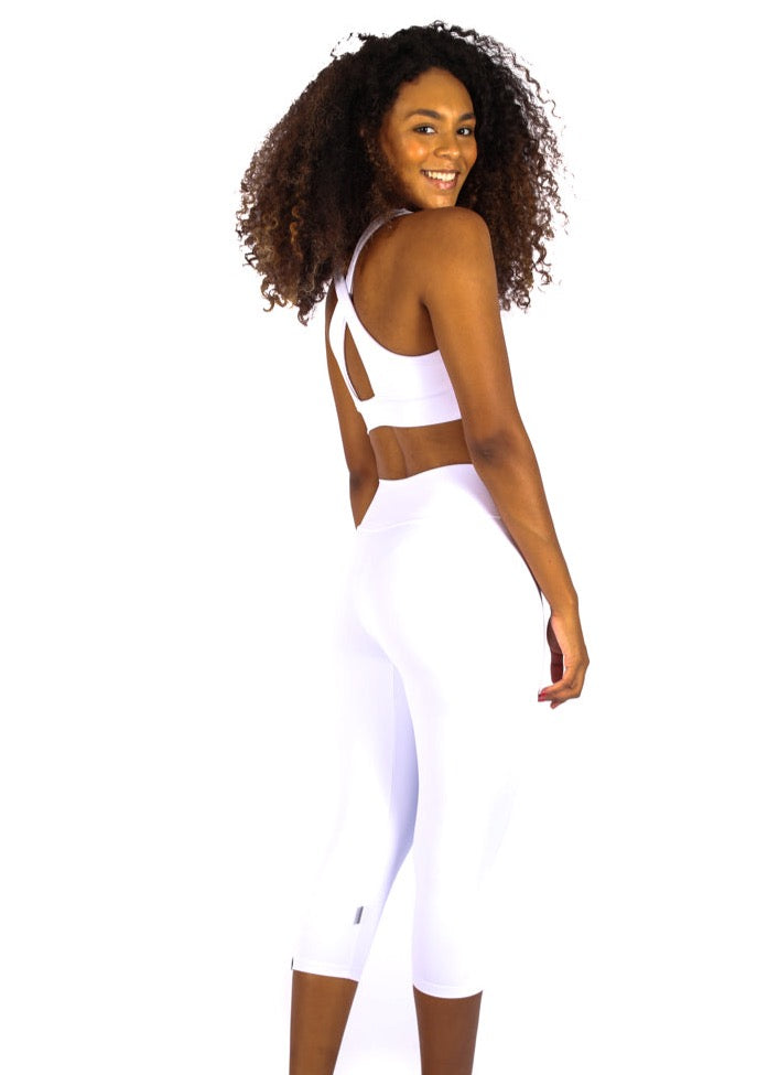 White Capri High Waist side Pocket - Emana "do not see through"