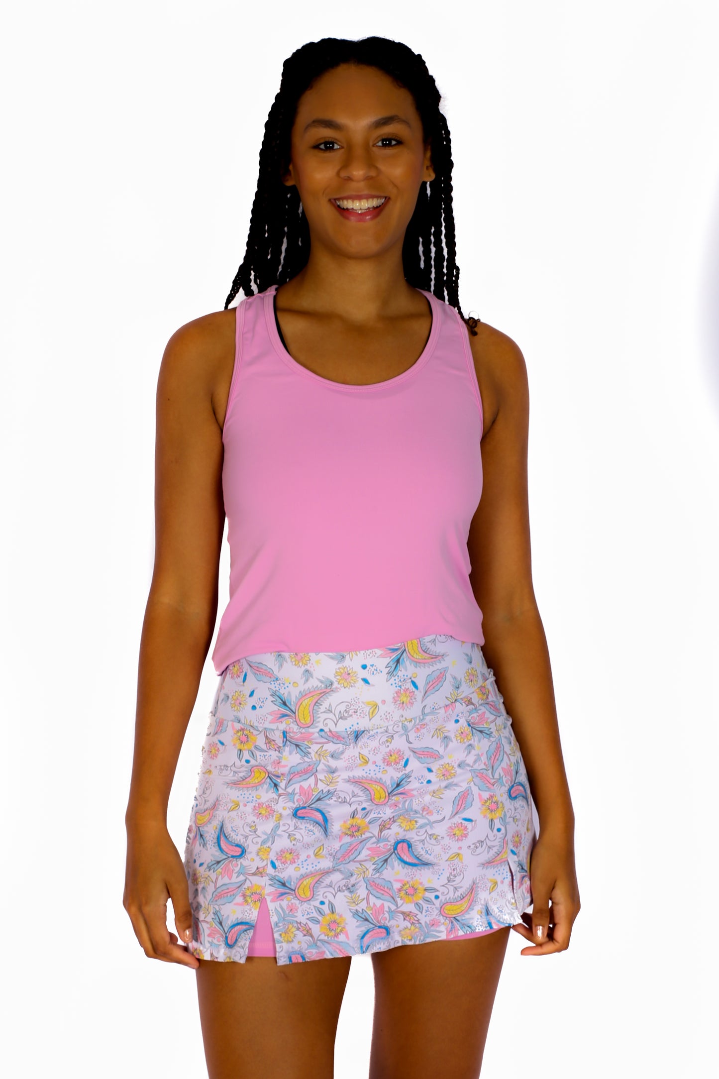 White Paisley Straight Skirt with Pockets