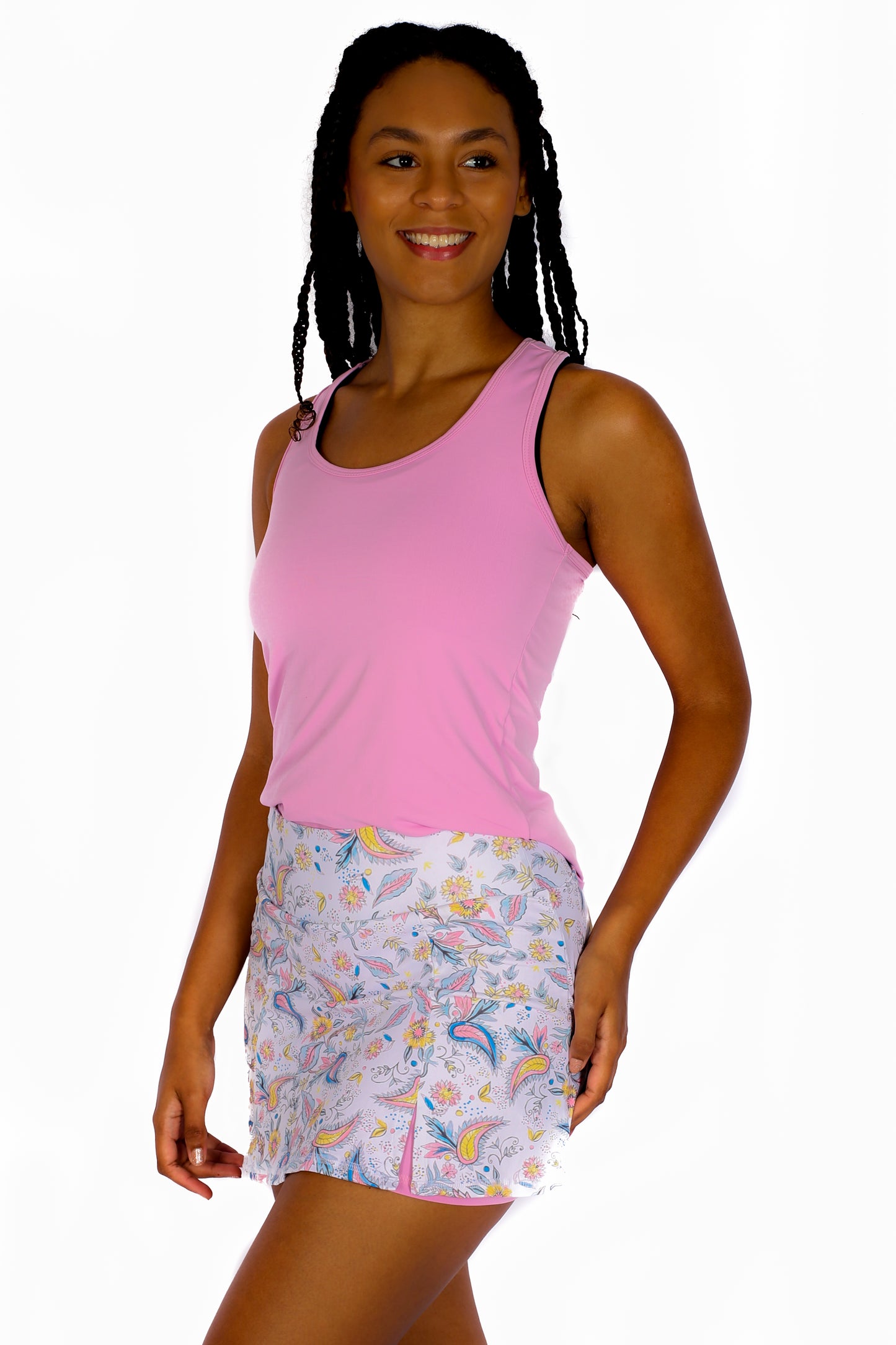 White Paisley Straight Skirt with Pockets