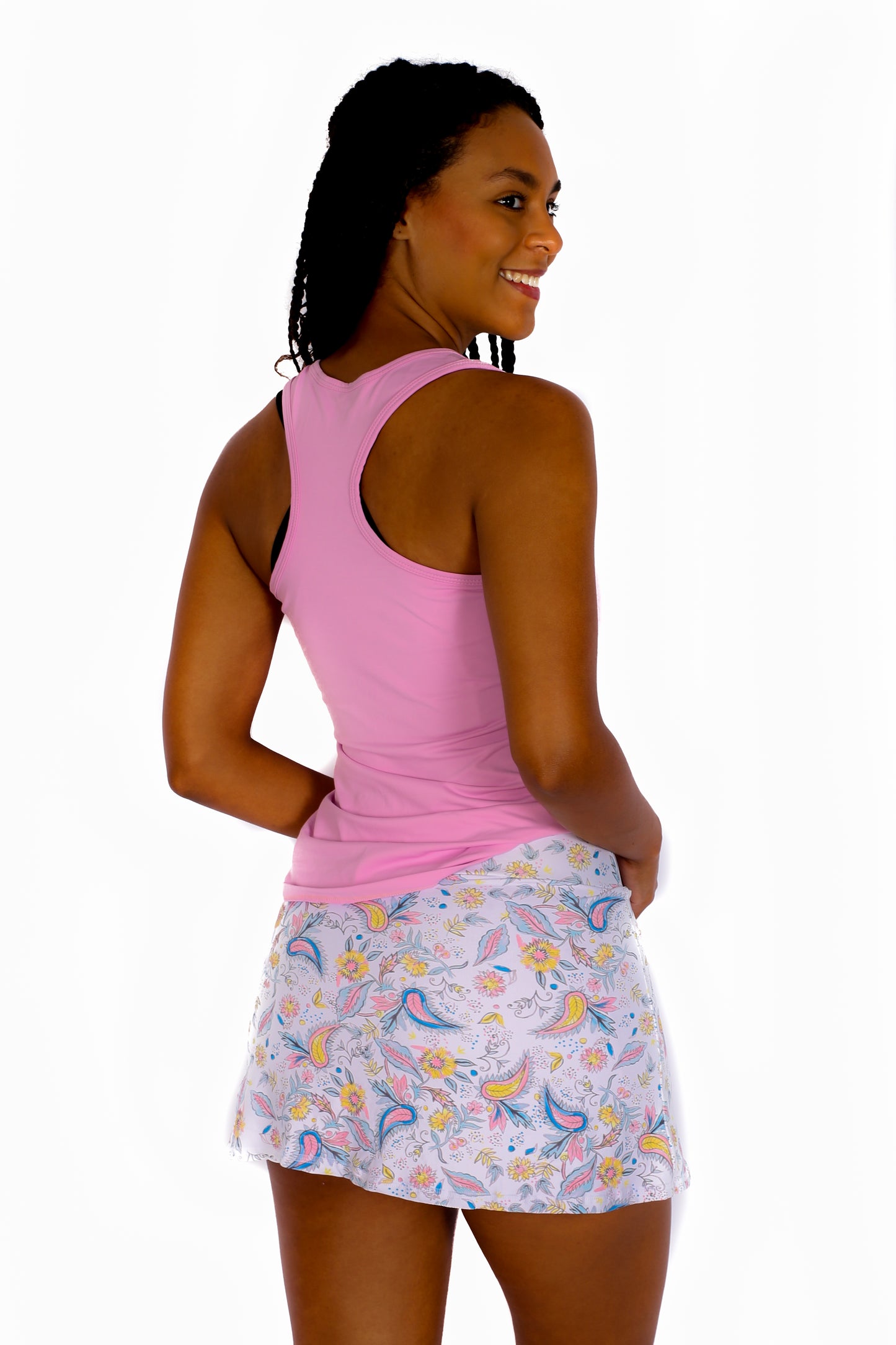 White Paisley Straight Skirt with Pockets