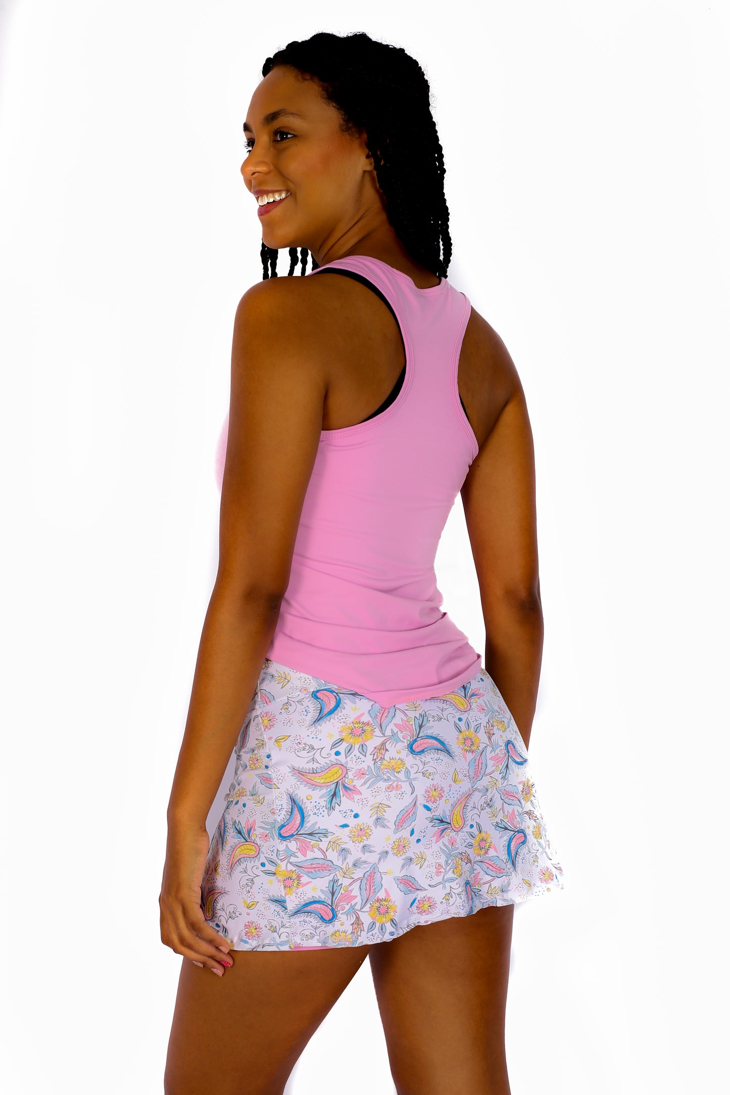 White Paisley Straight Skirt with Pockets