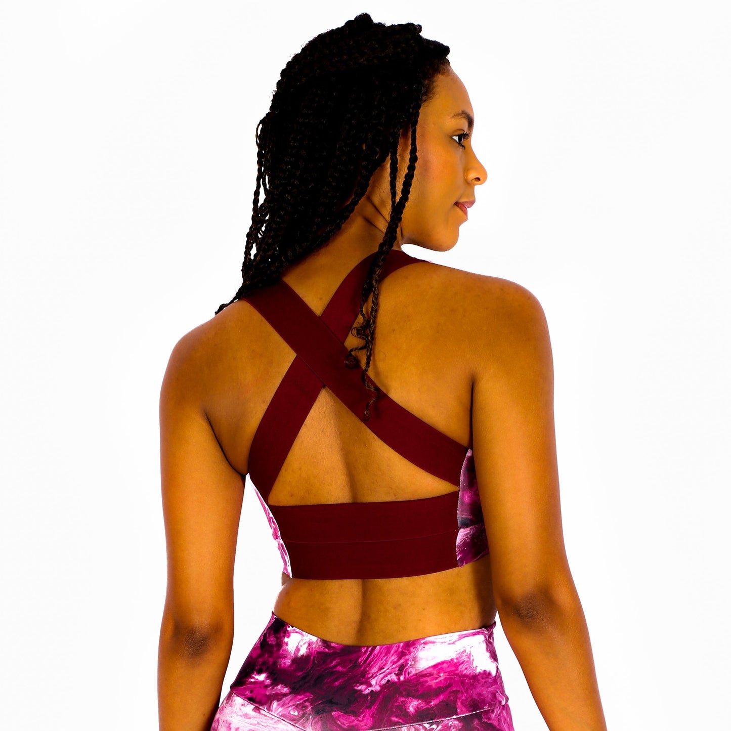 Universe Pink Elastic Sports Bra with Pocket