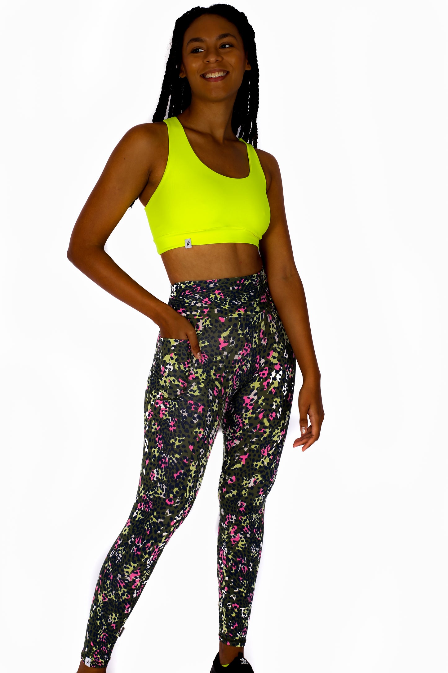 Green Leopard Leggings with Pocket