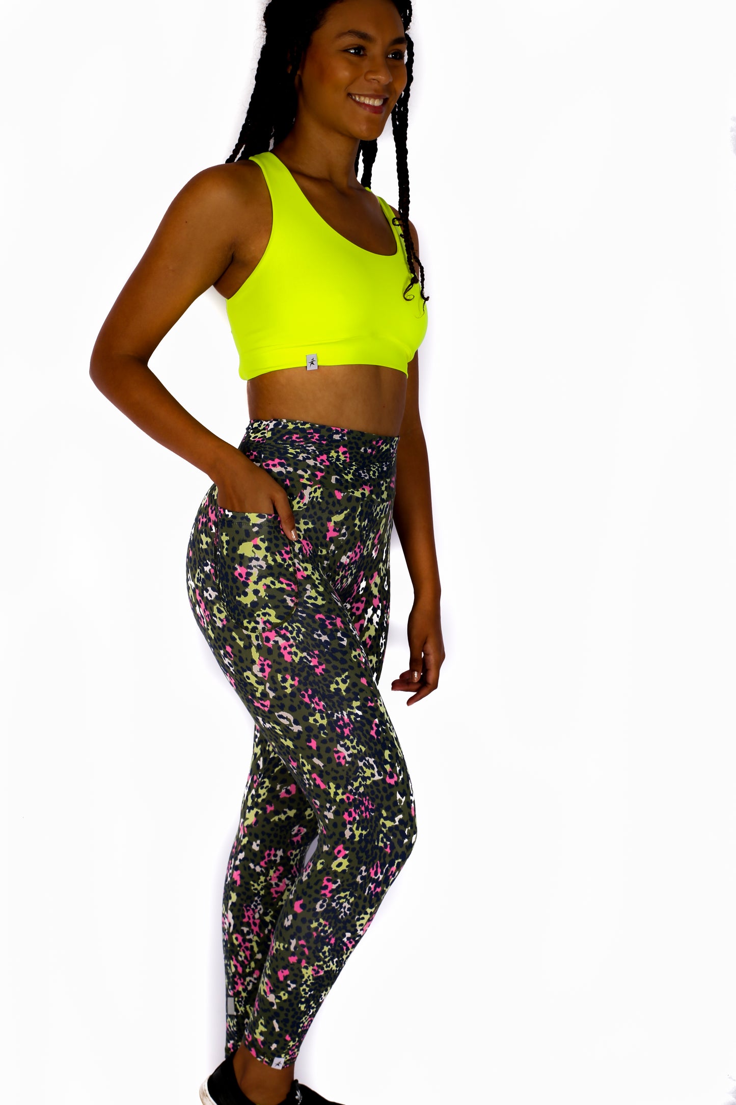 Green Leopard Leggings with Pocket