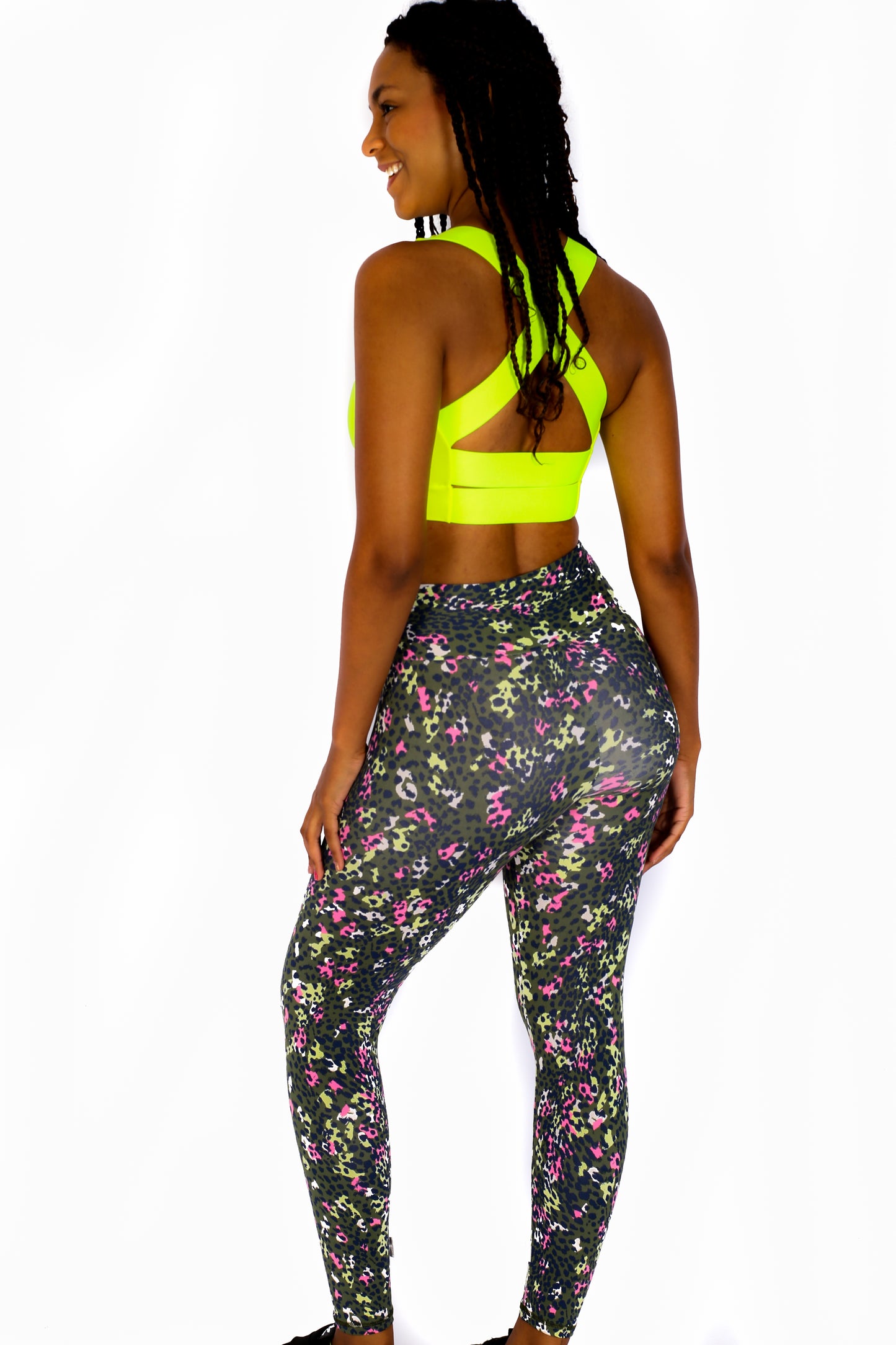 Green Leopard Leggings with Pocket