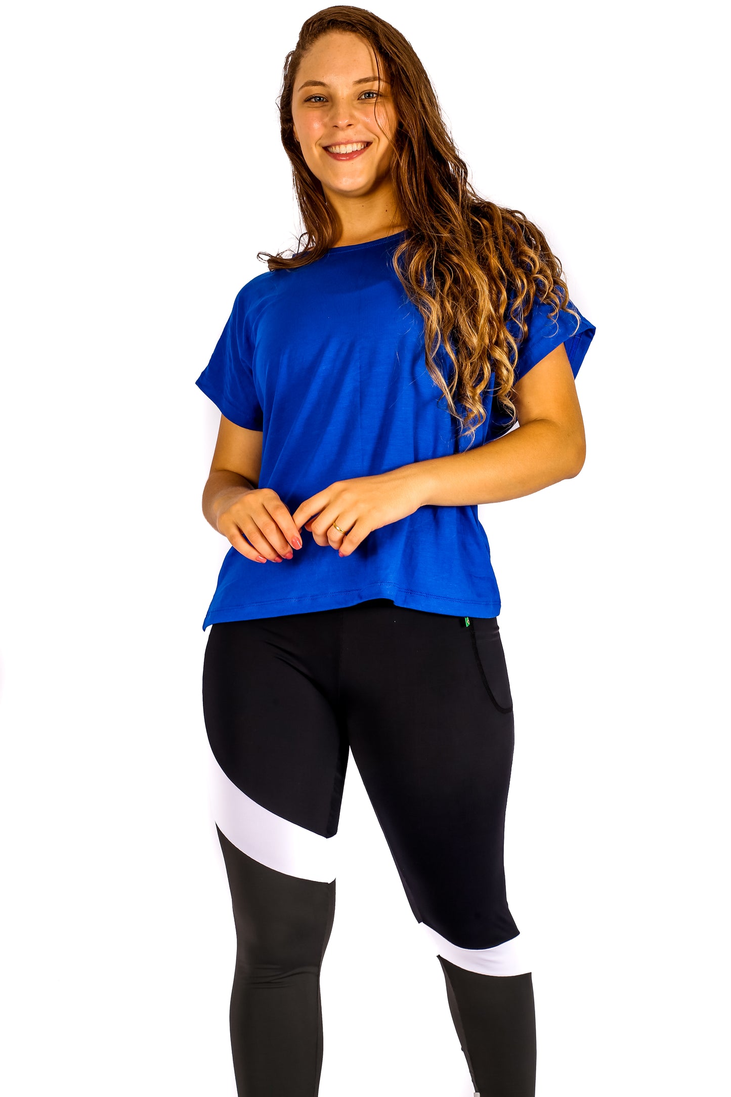 Classic Lines Tri color Leggings with Pocket - black white and gray