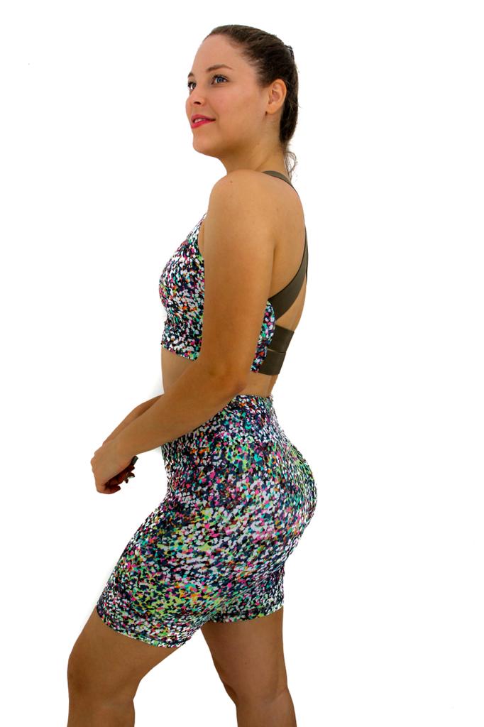 Colorful Dots Shorts 6" high waist with pocket