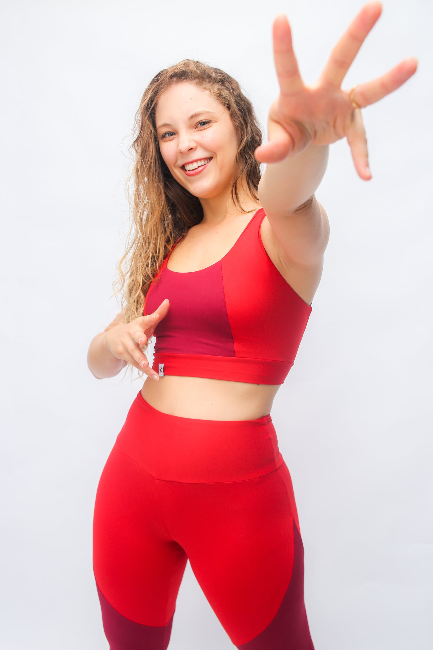 Vivid Red Sport Bra with Elastic - Eco Free