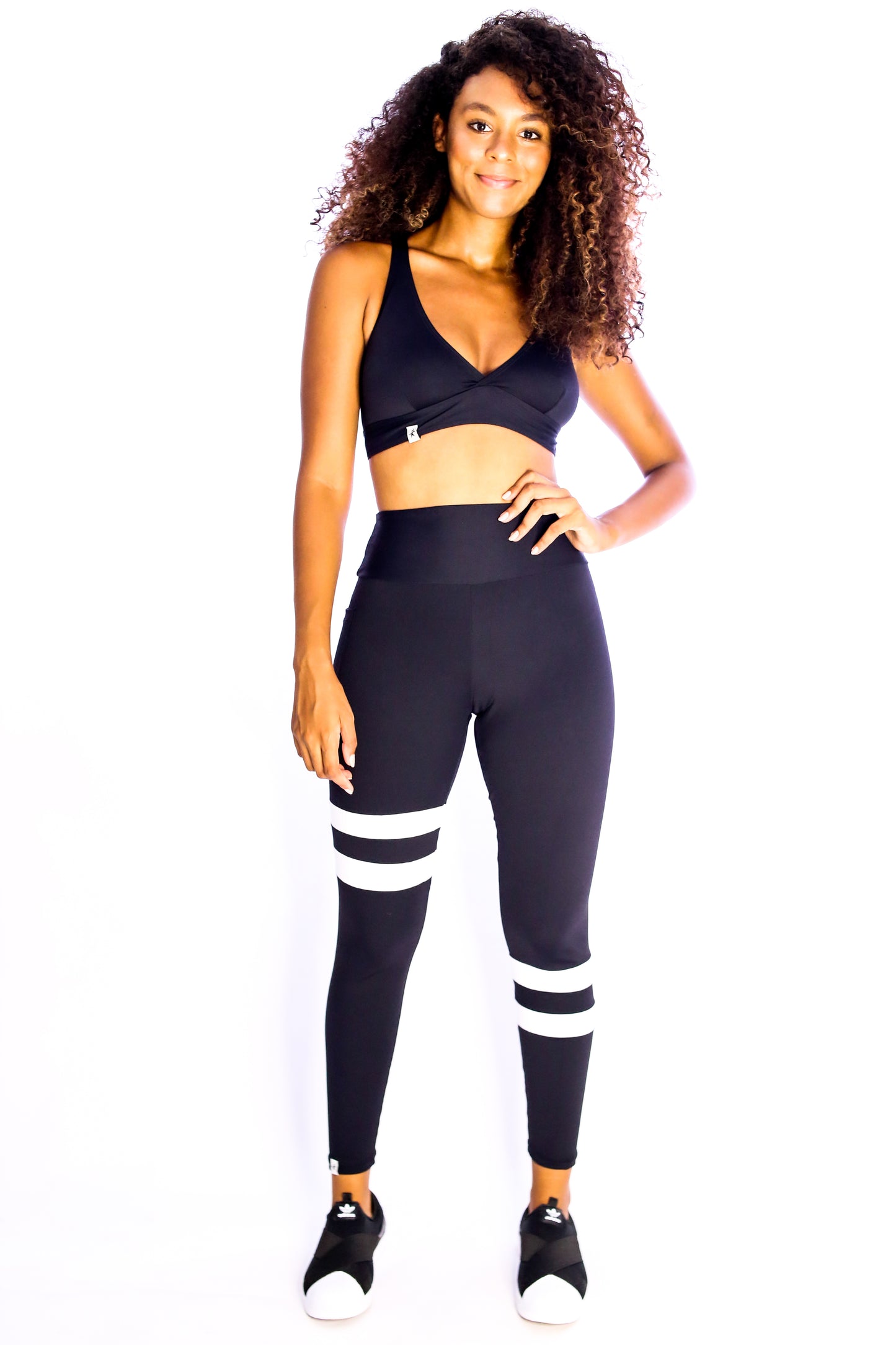 Sport Sailor Style Black and white Leggings with Pocket