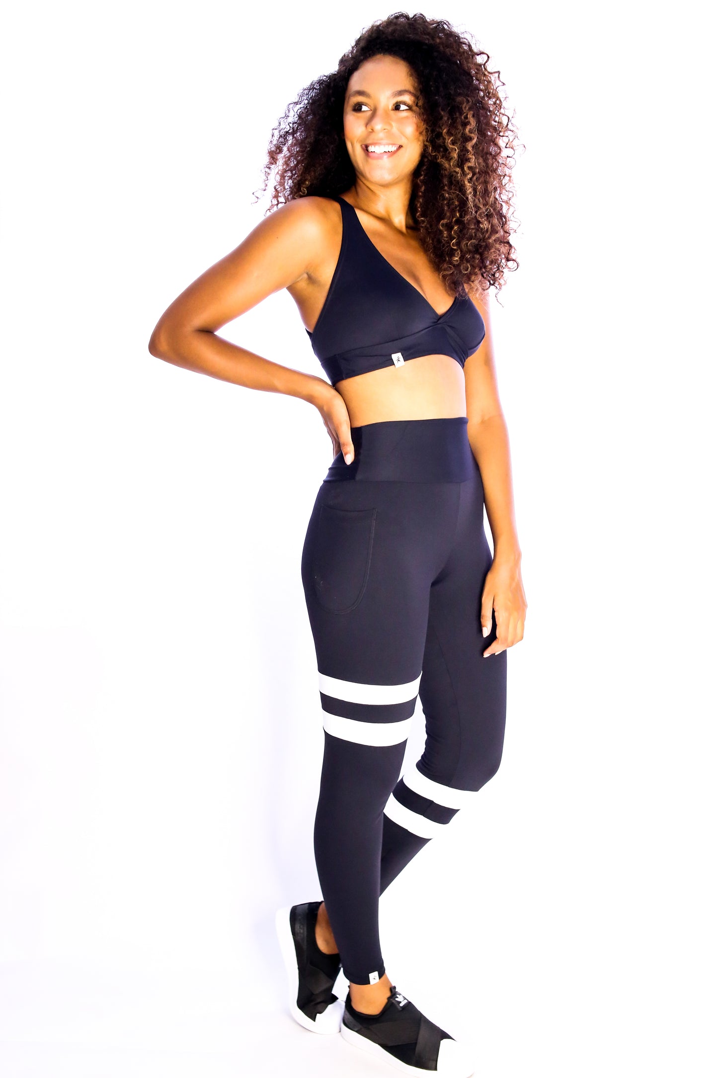 Sport Sailor Style Black and white Leggings with Pocket