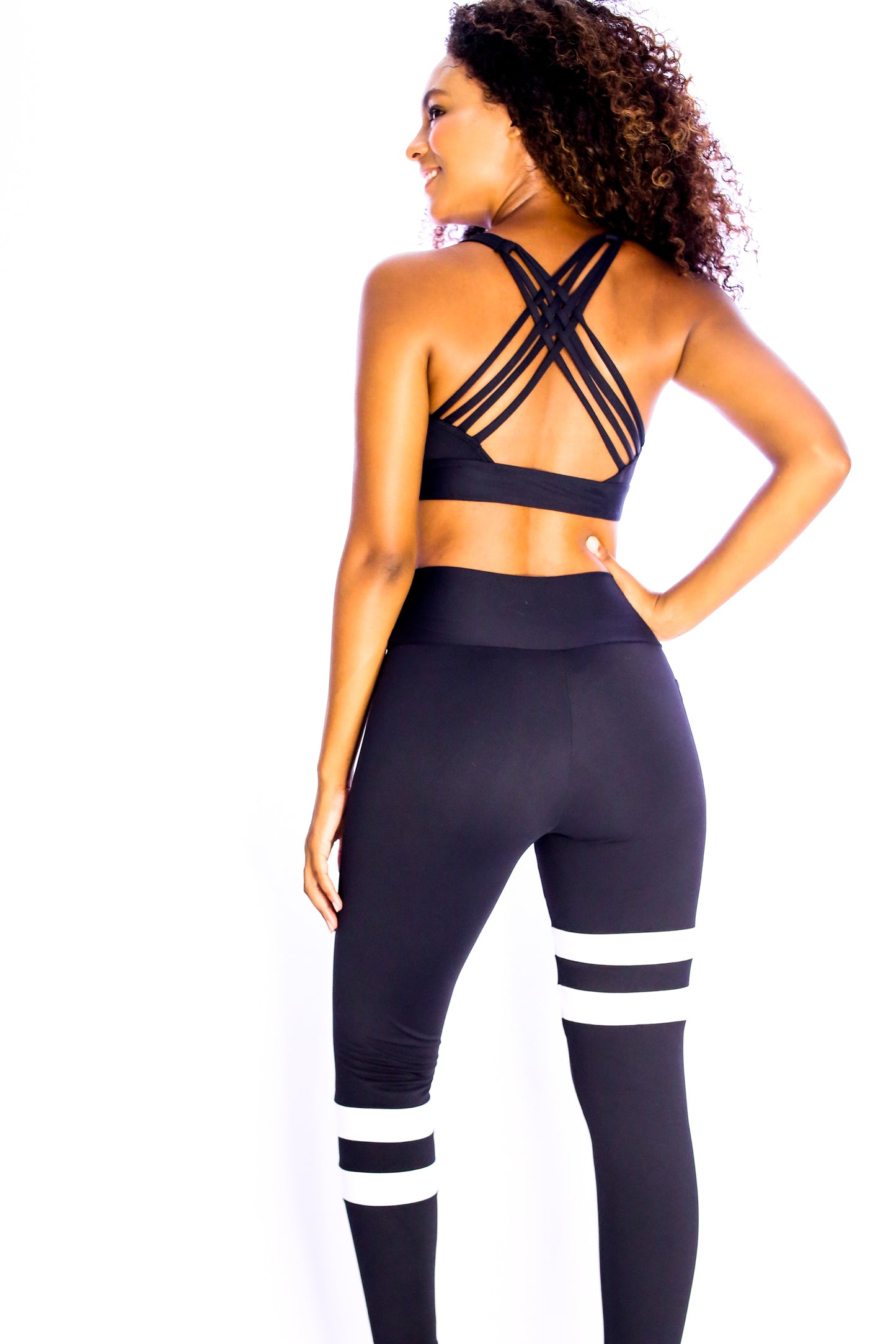 Sport Sailor Style Black and white Leggings with Pocket