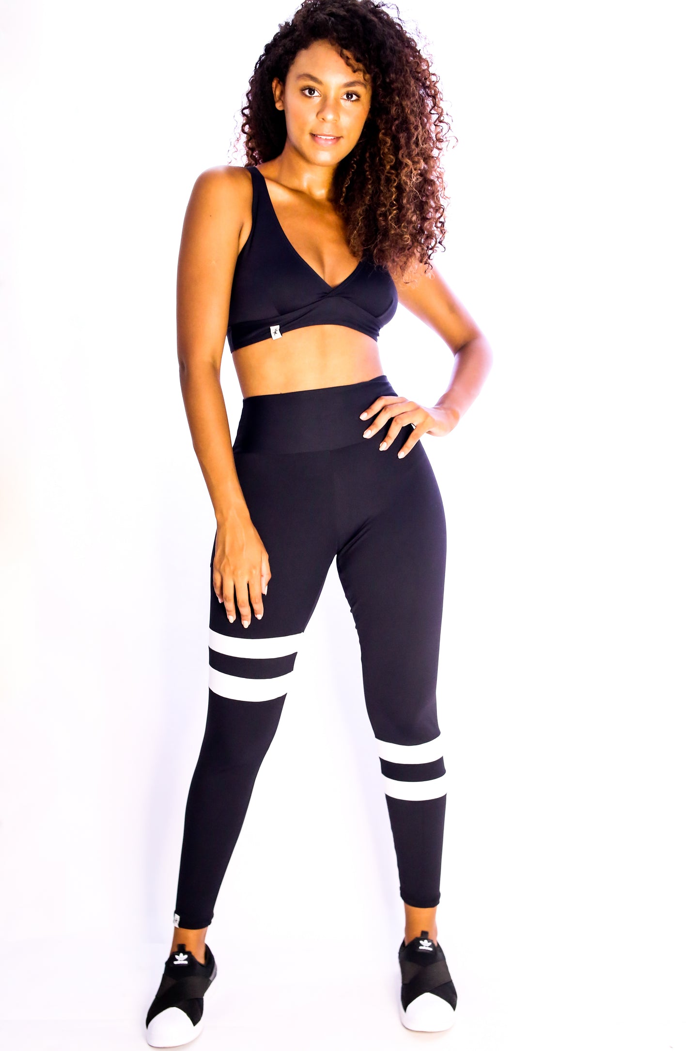 Sport Sailor Style Black and white Leggings with Pocket
