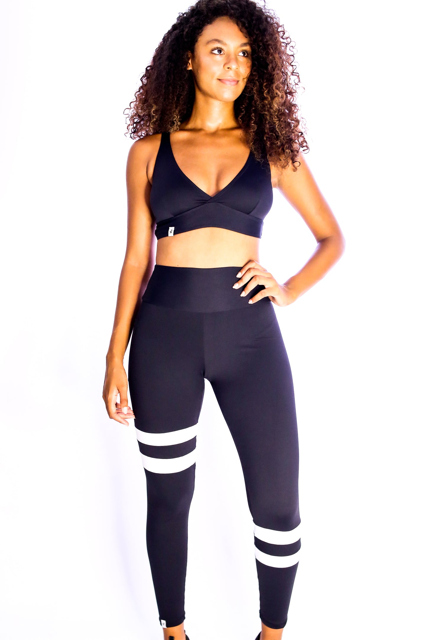 Sport Sailor Style Black and white Leggings with Pocket
