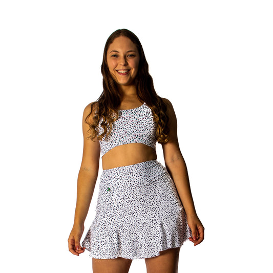 White with Black Dots Skirts Shorts Flow with pocket