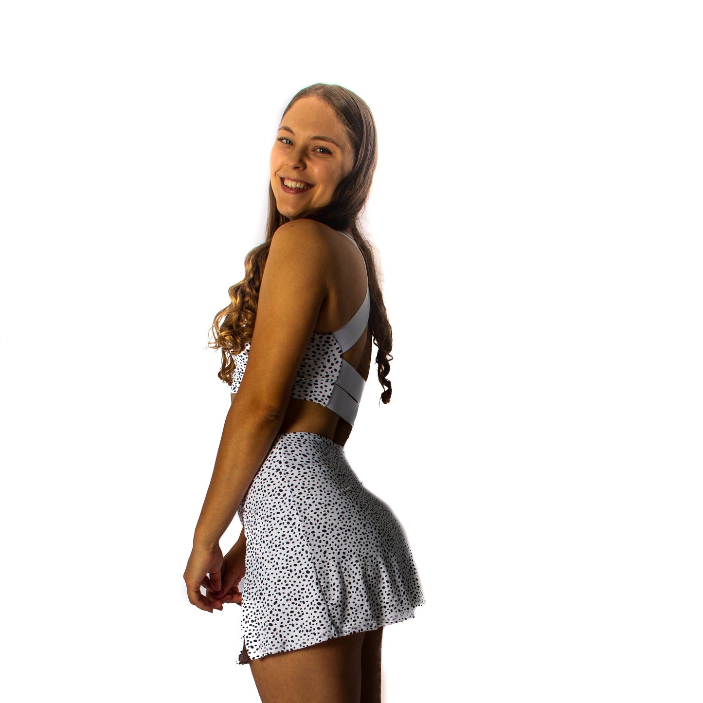 White with Black Dots Skirts Shorts Straight with Pocket