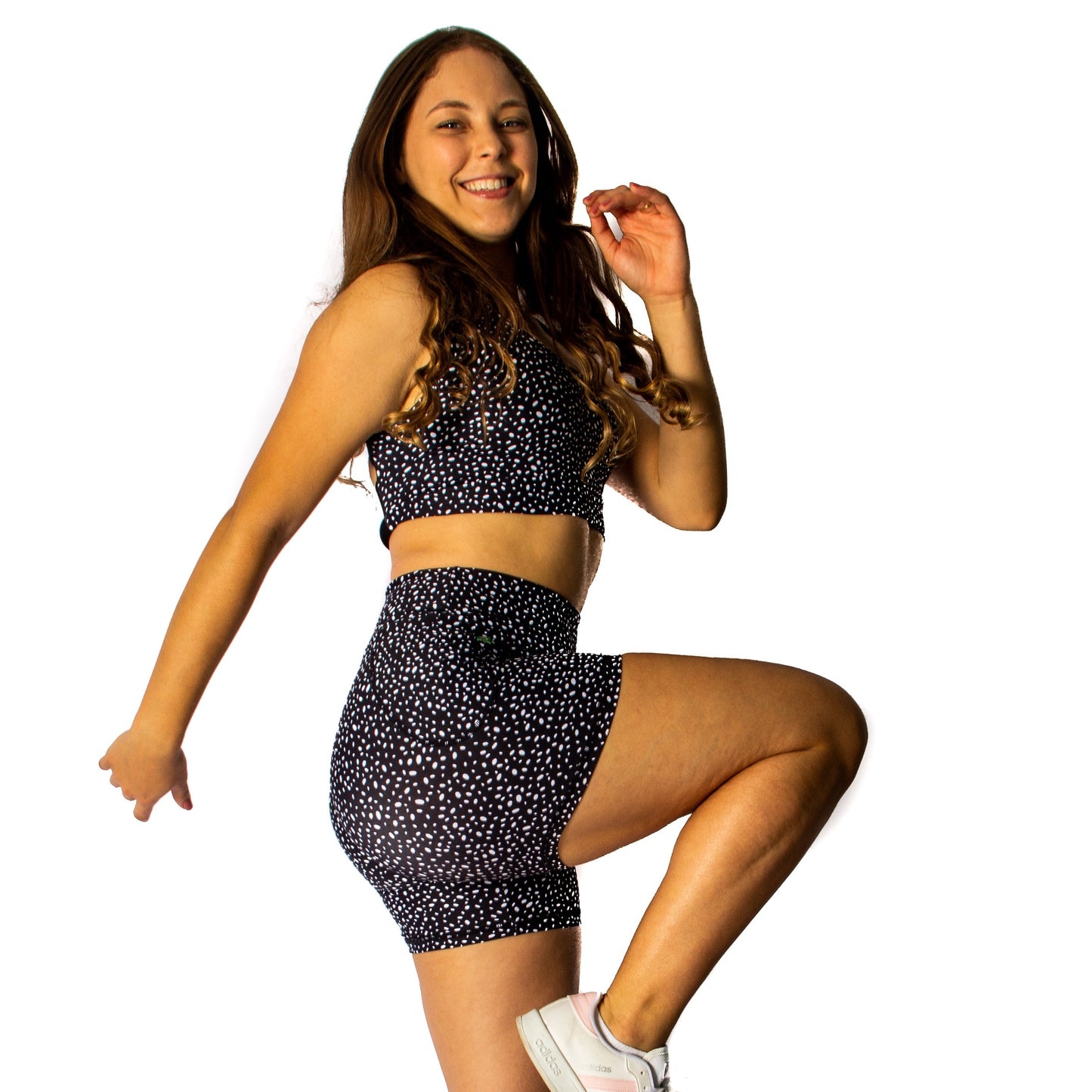 Black with White dots Sports Bra with elastics