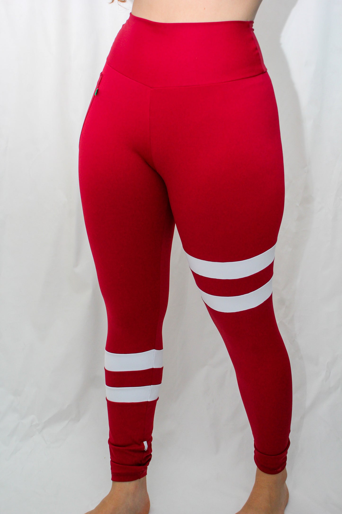 Sport Sailor Style Burgundy and white Leggings with Pocket