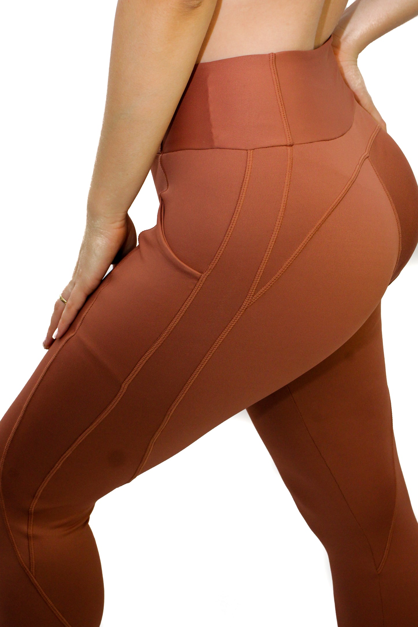 Light Brown Classic Cut Style Leggings with Pocket - Eco Free