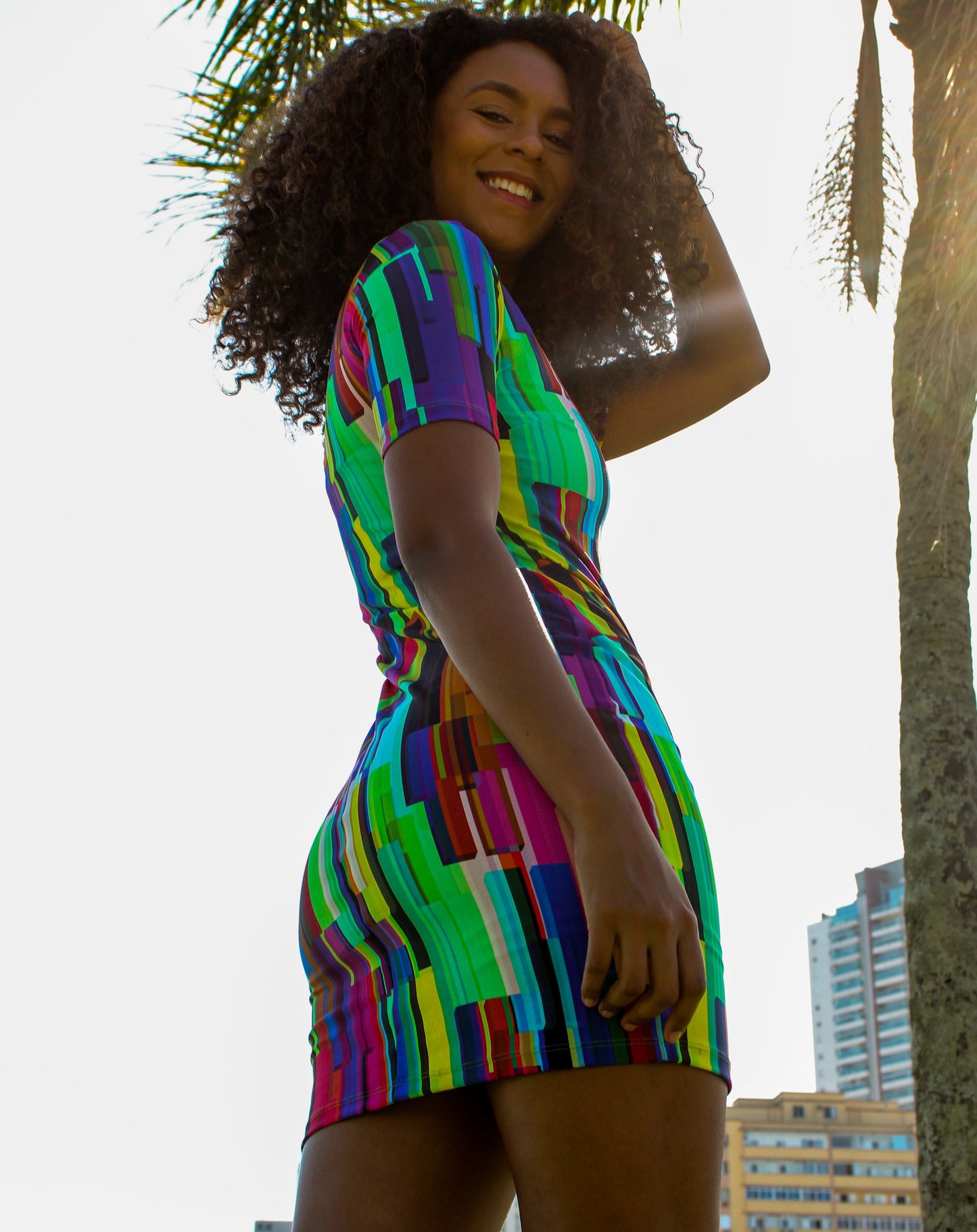 Colorful Pattern Dress with sleeves
