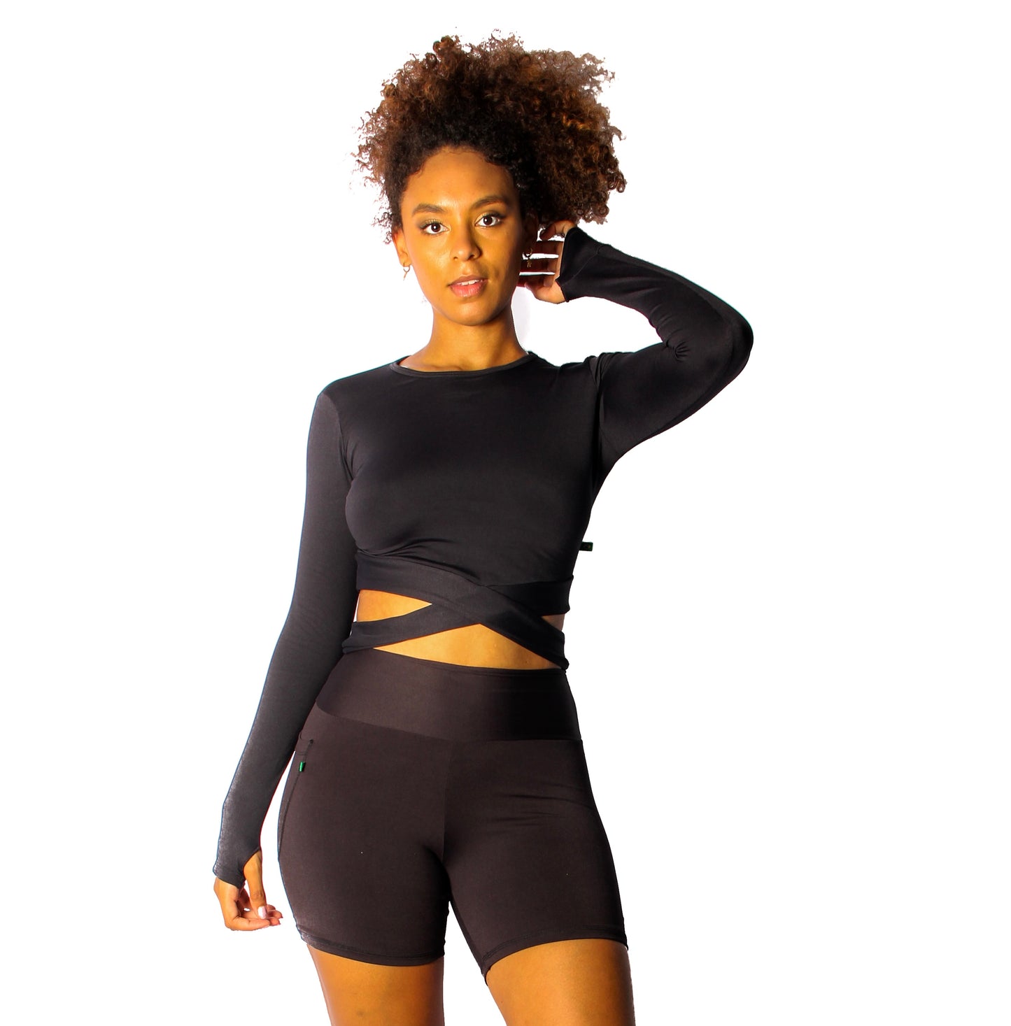 Black Cross Crop long sleeves