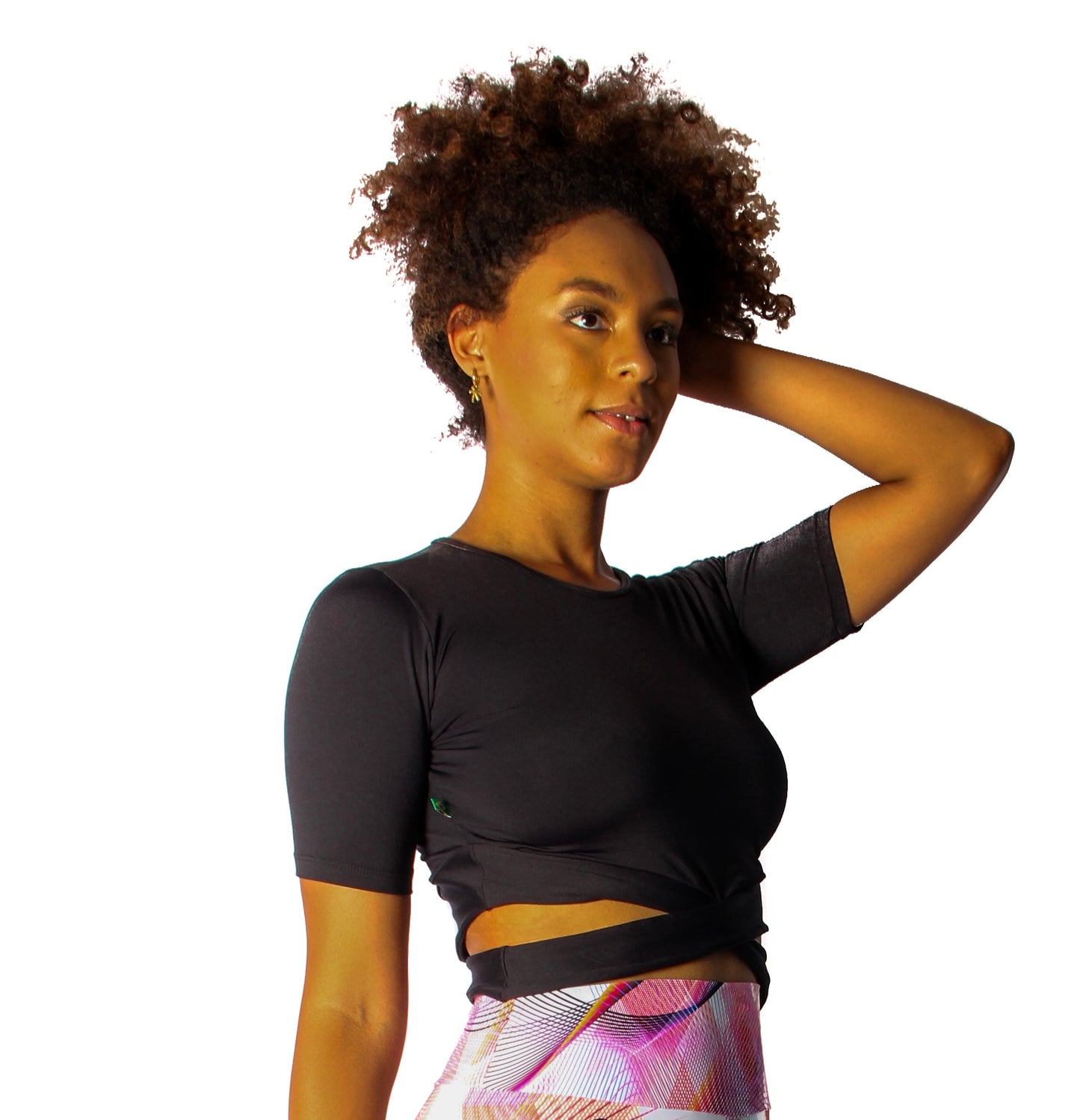Black Cross Crop short sleeves