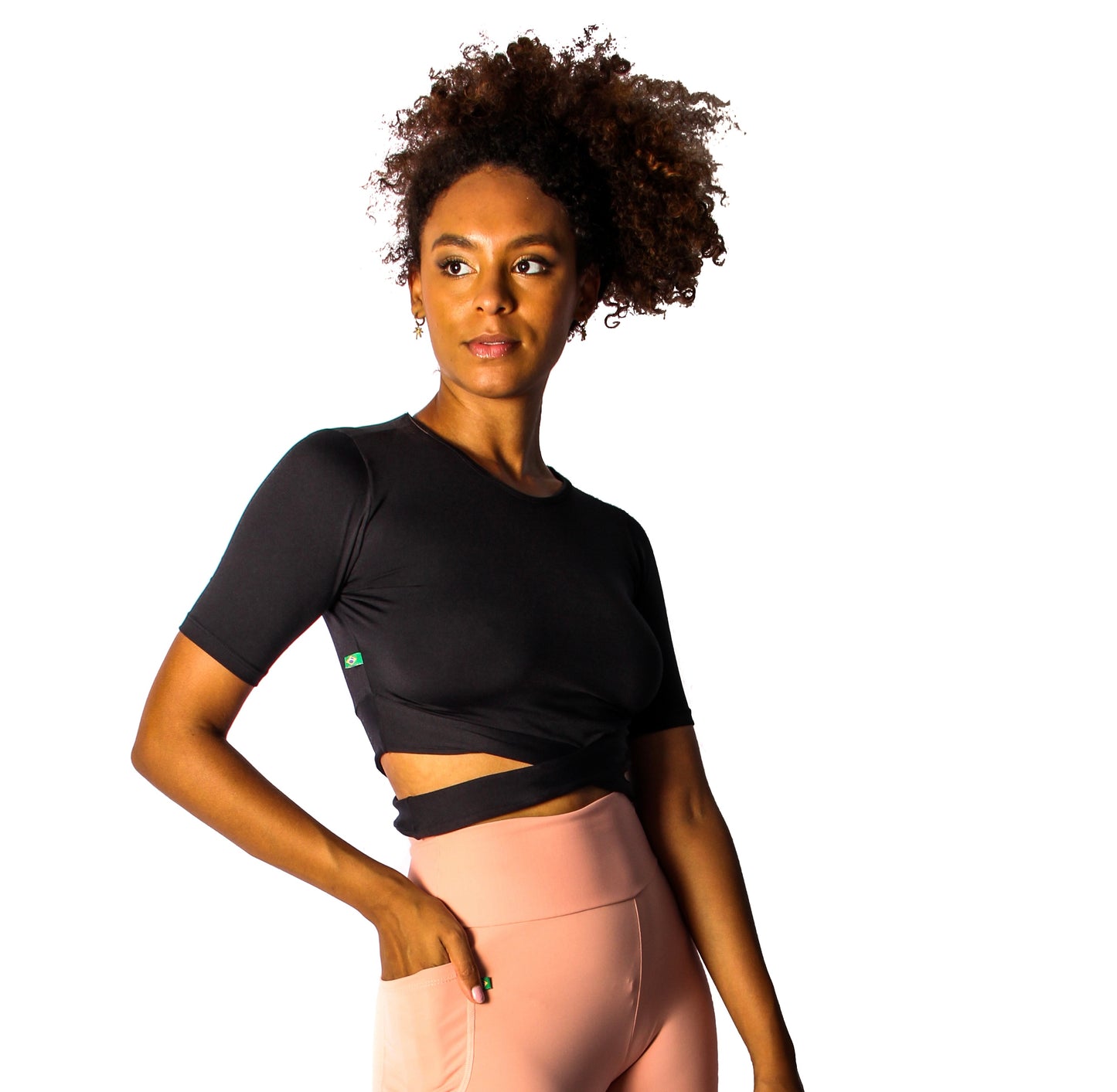 Black Cross Crop short sleeves