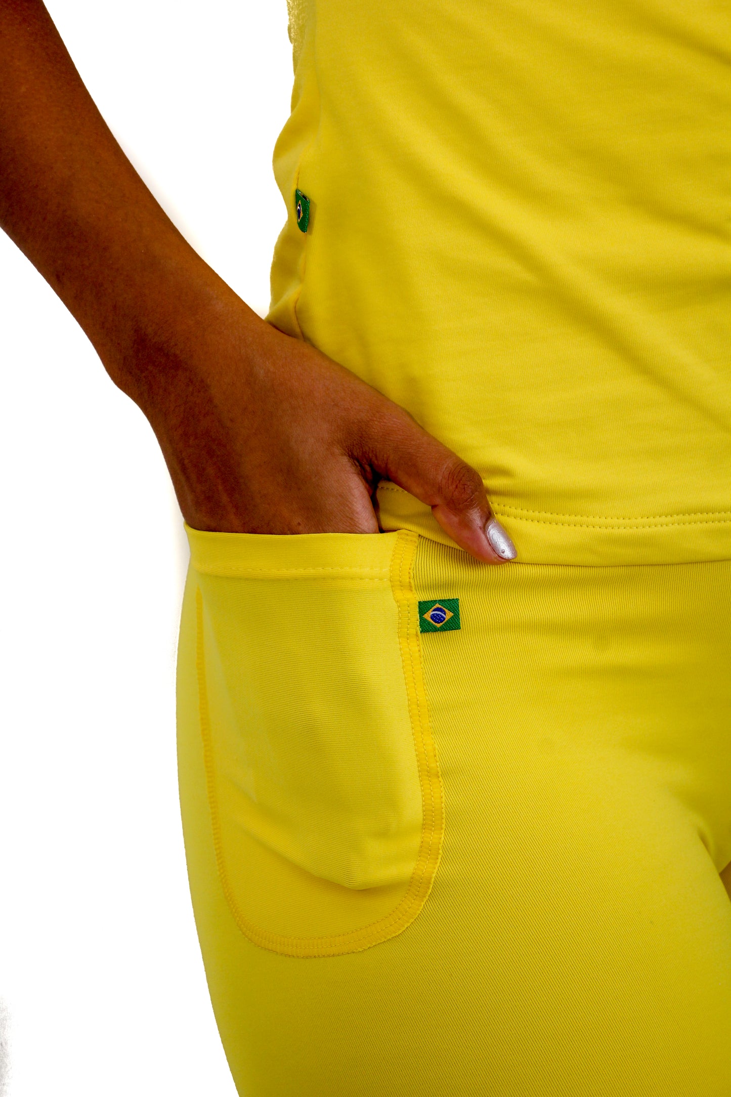 Yellow Shorts 6" High Waist side Pocket - biodegradable