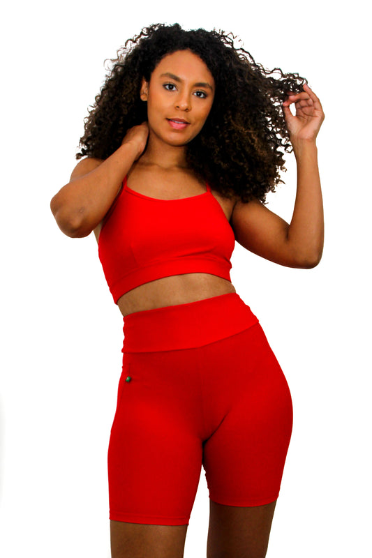 Red Classic Shorts 6' long high waist - Eco Free