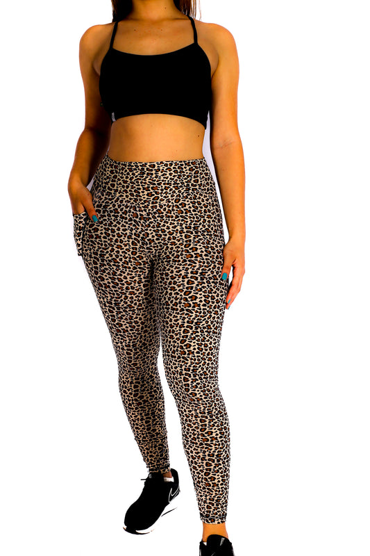 Leopard print classic Leggings with Pocket