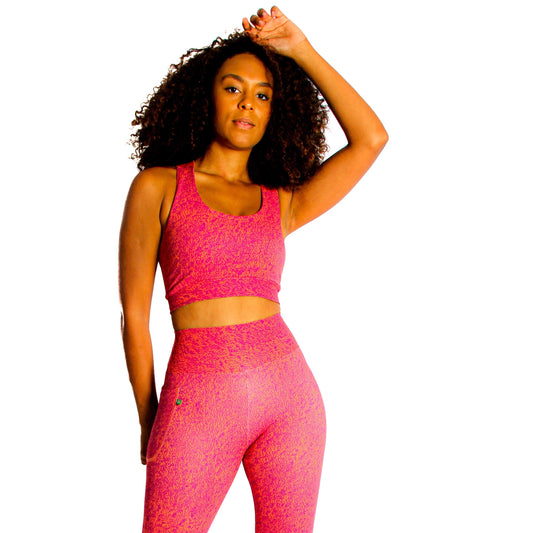 Mixed orange and Pink Emana Sports Bra with Elastic