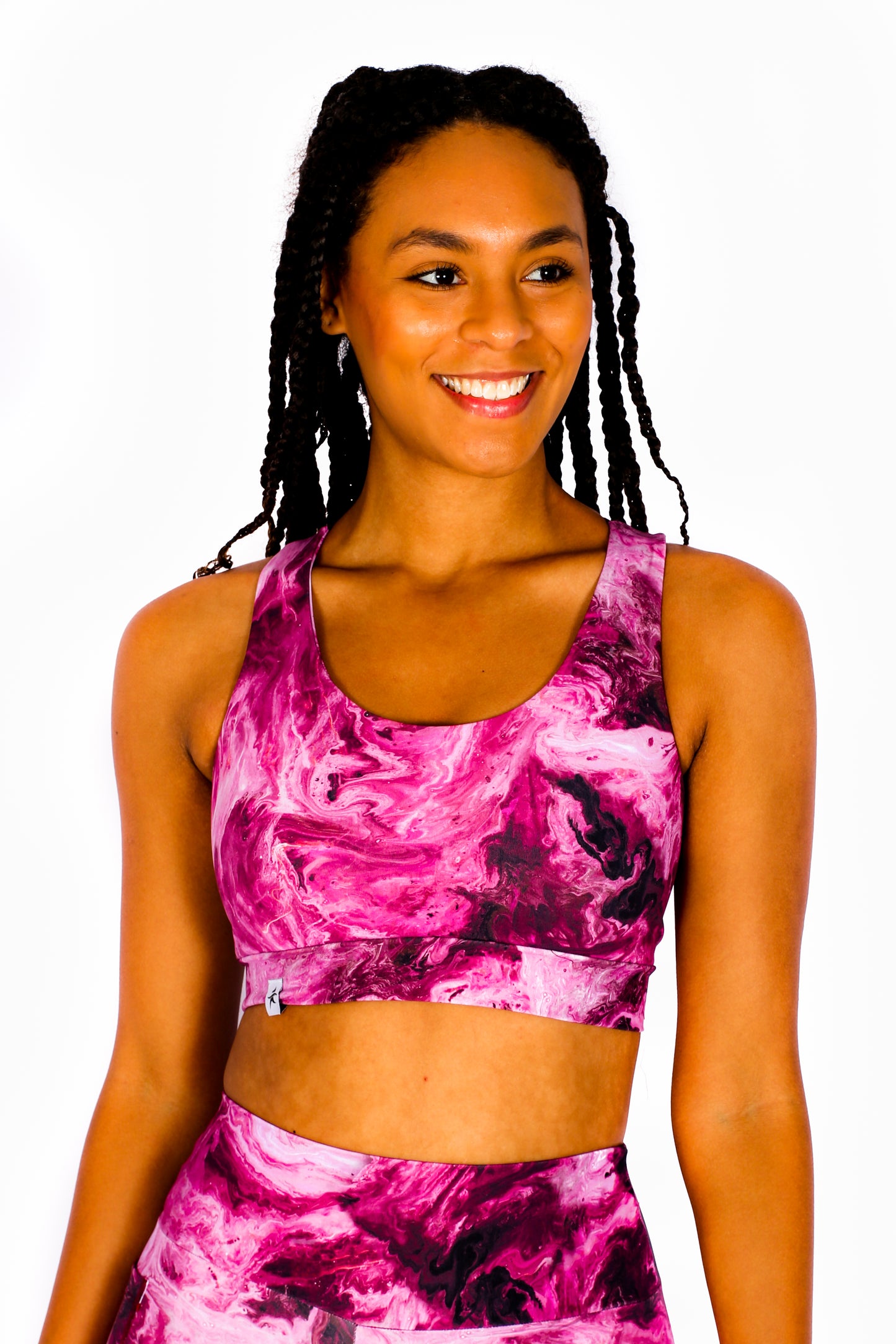 Universe Pink Elastic Sports Bra with Pocket