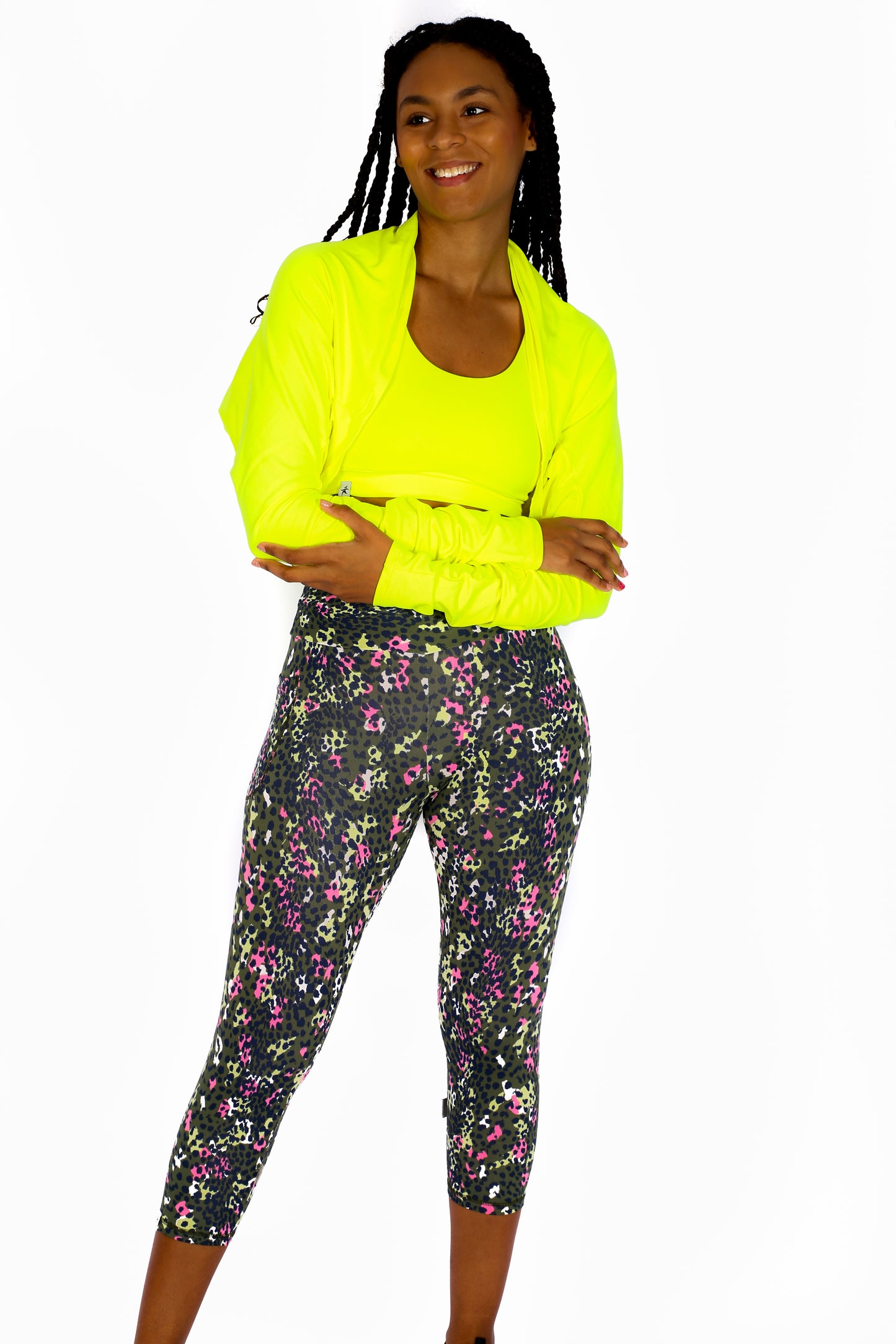 Green Leopard Capris with Pocket