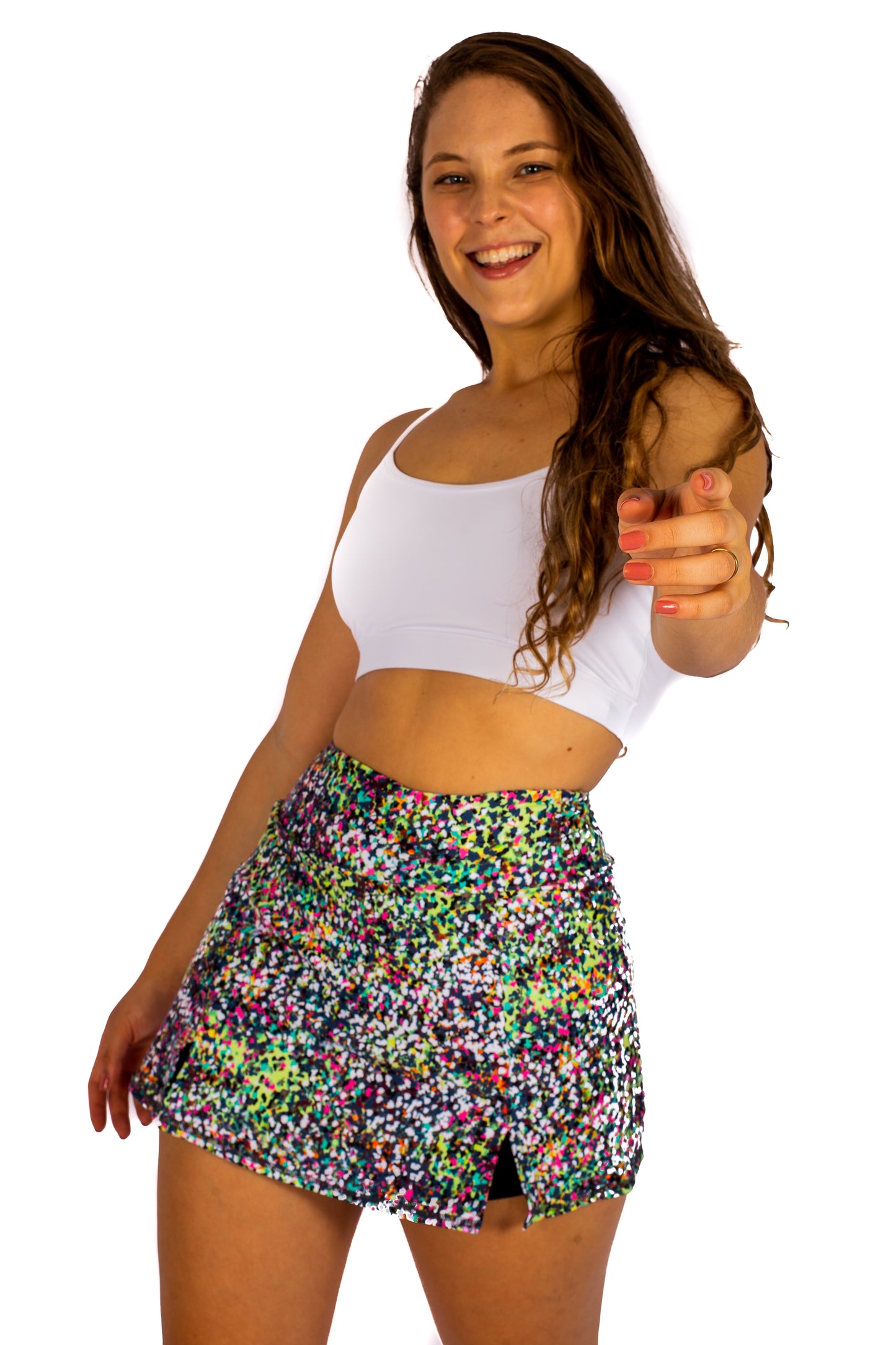Colorful Dots Short Skirt Straight with Pocket - mix colors