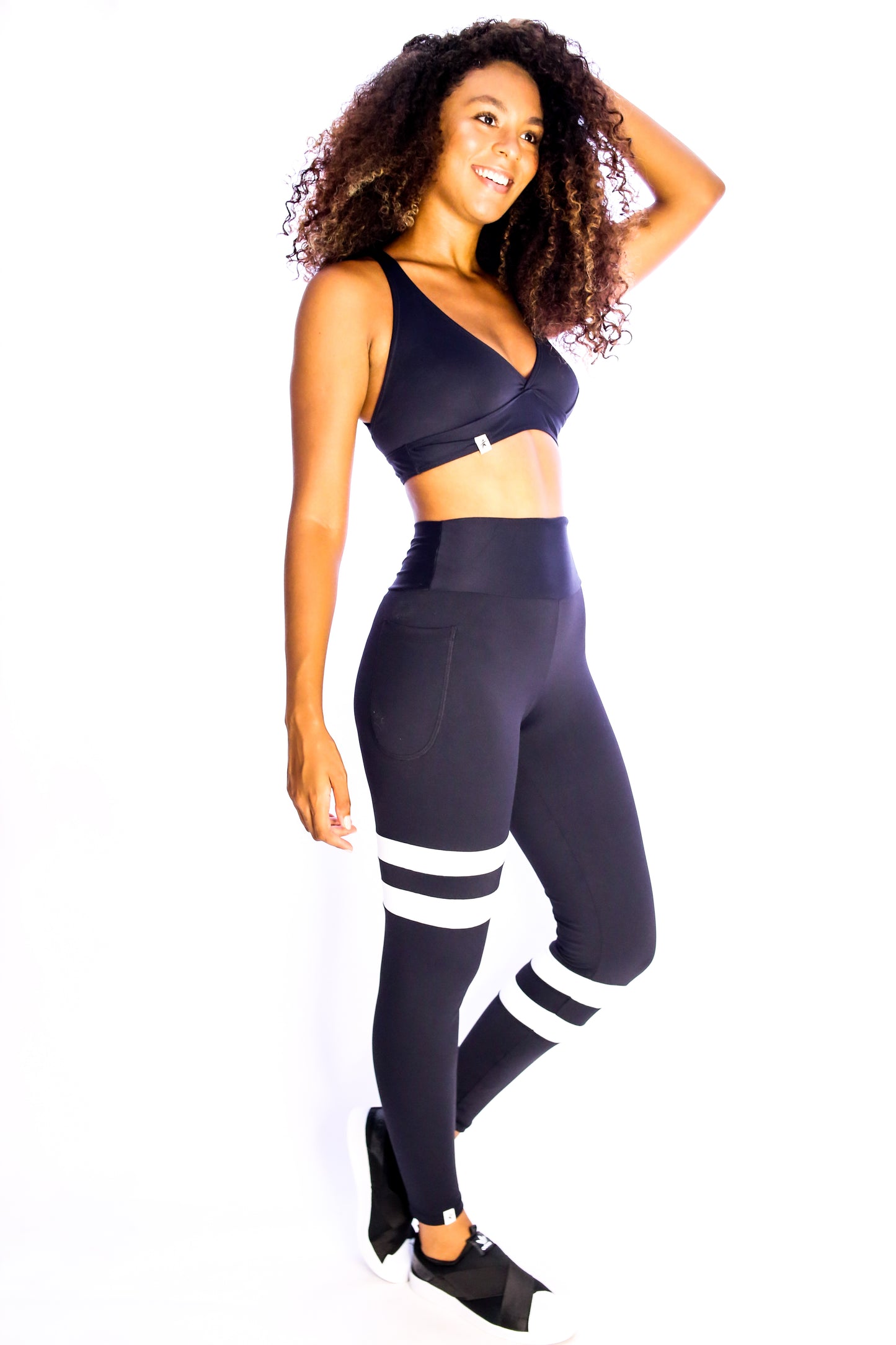 Sport Sailor Style  Black and white Leggings with Pocket