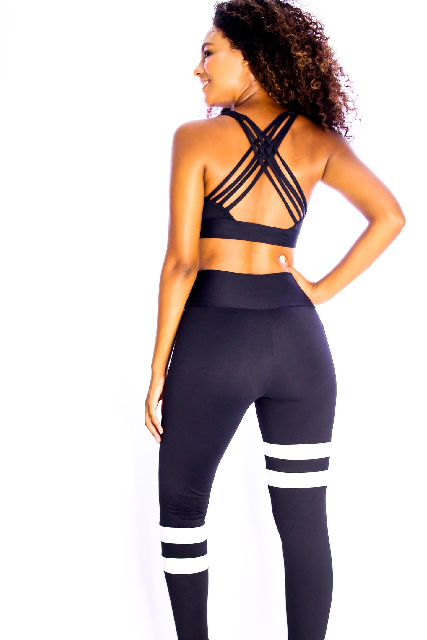 Sport Sailor Style  Black and white Leggings with Pocket