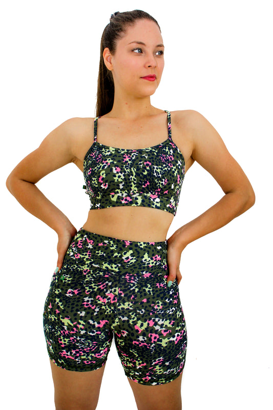 Green Leopard Sports Bra Classic style