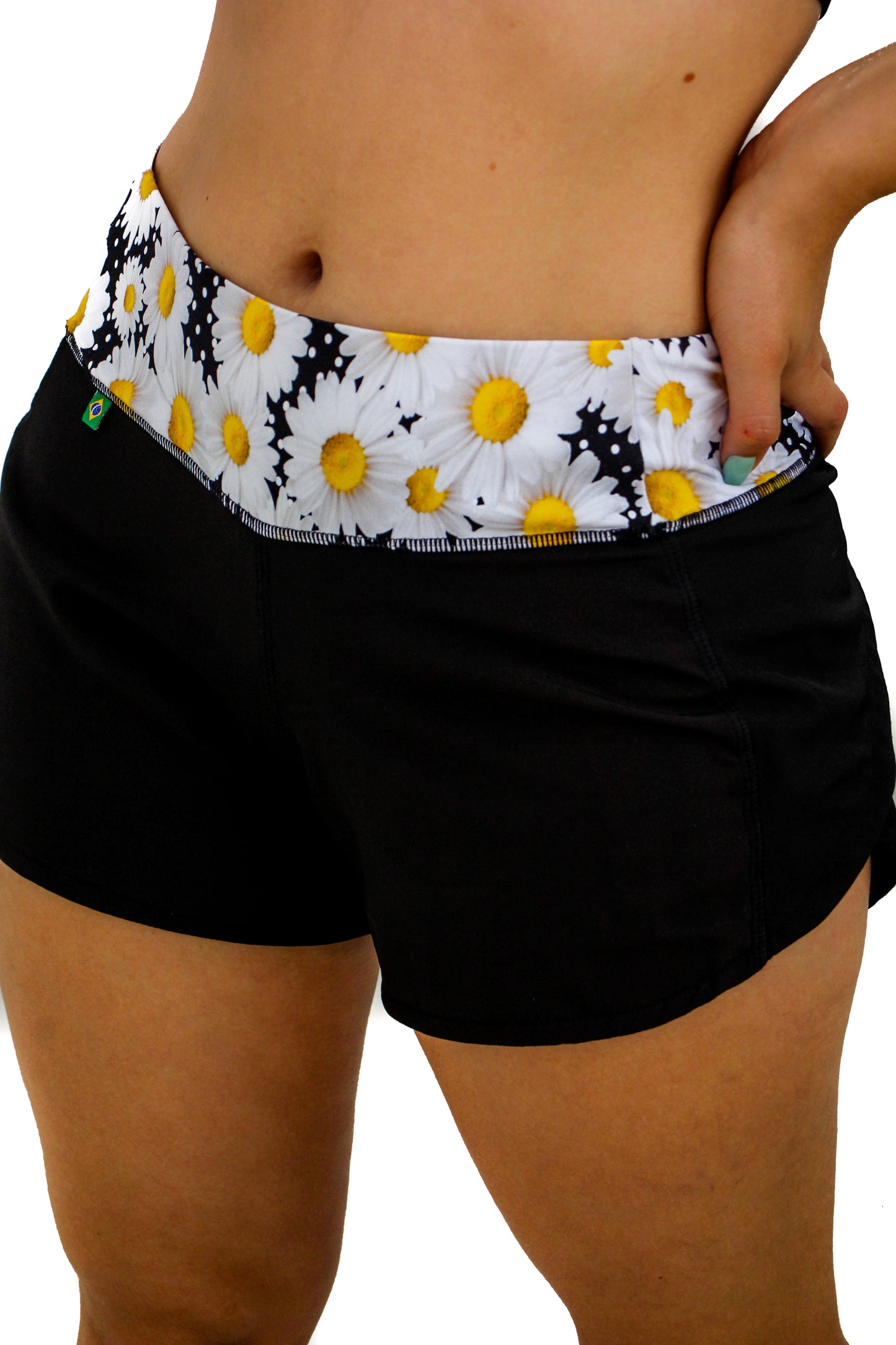 Running Shorts -  Black and Daisy on the waist and underwear with pocket