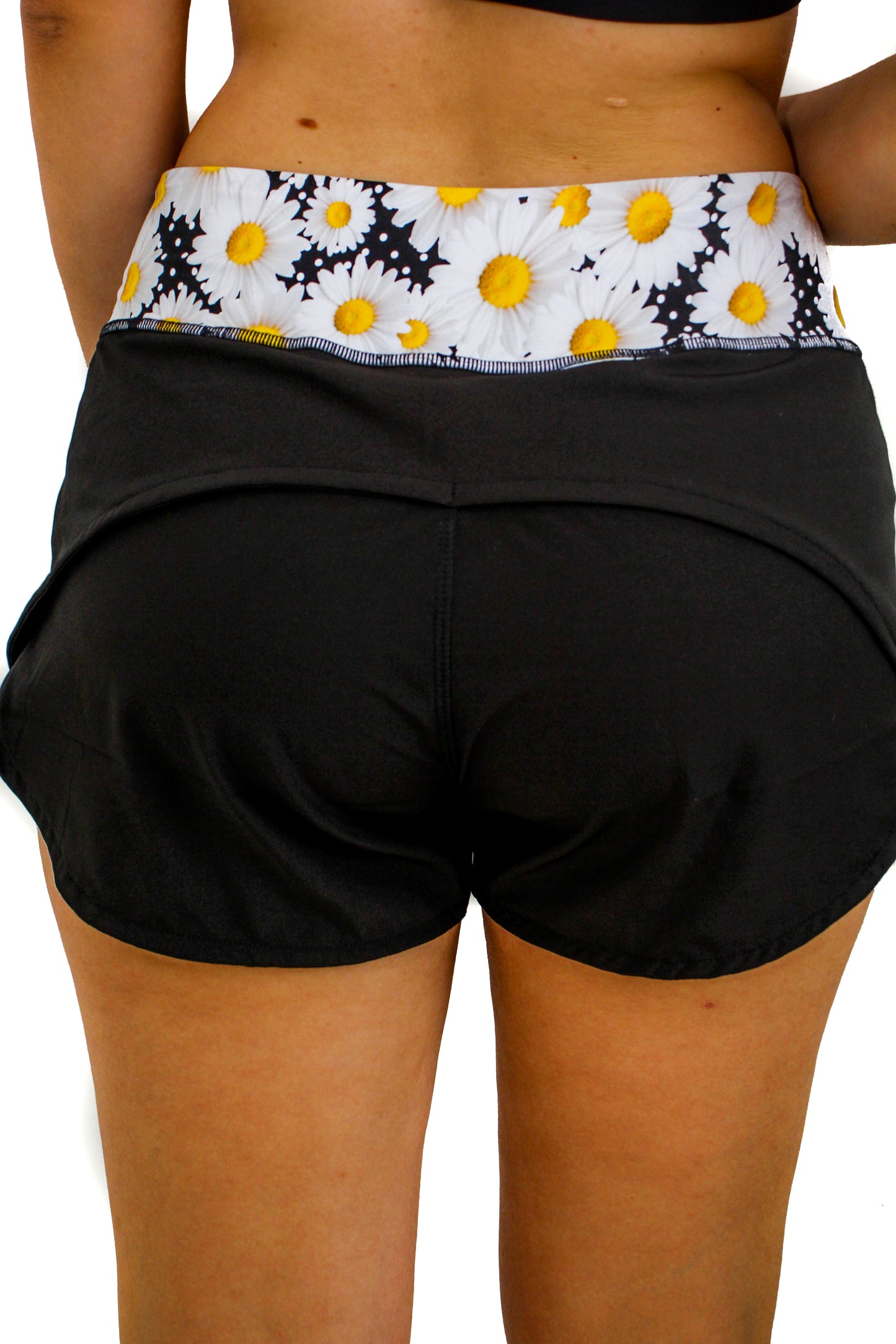 Running Shorts -  Black and Daisy on the waist and underwear with pocket