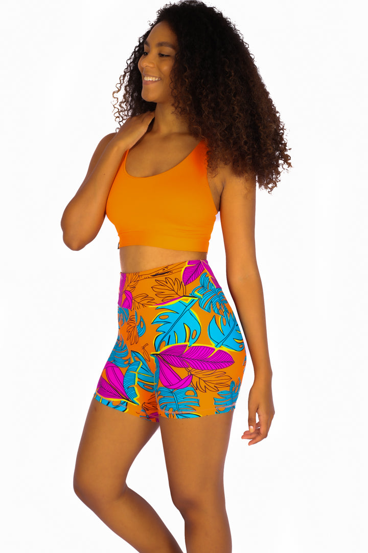 Tropical sunshine Shorts 4" length