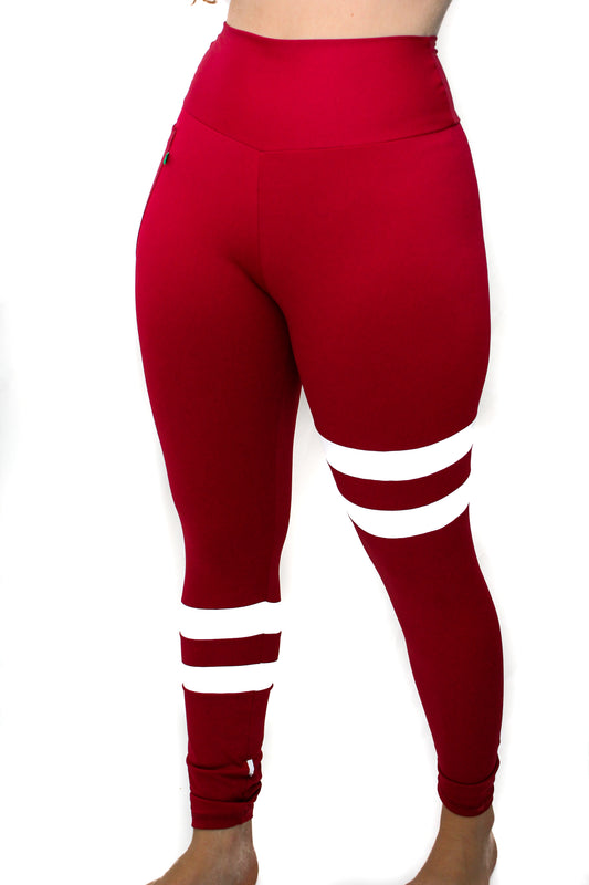 Sport Sailor Style  Burgundy and white Leggings with Pocket