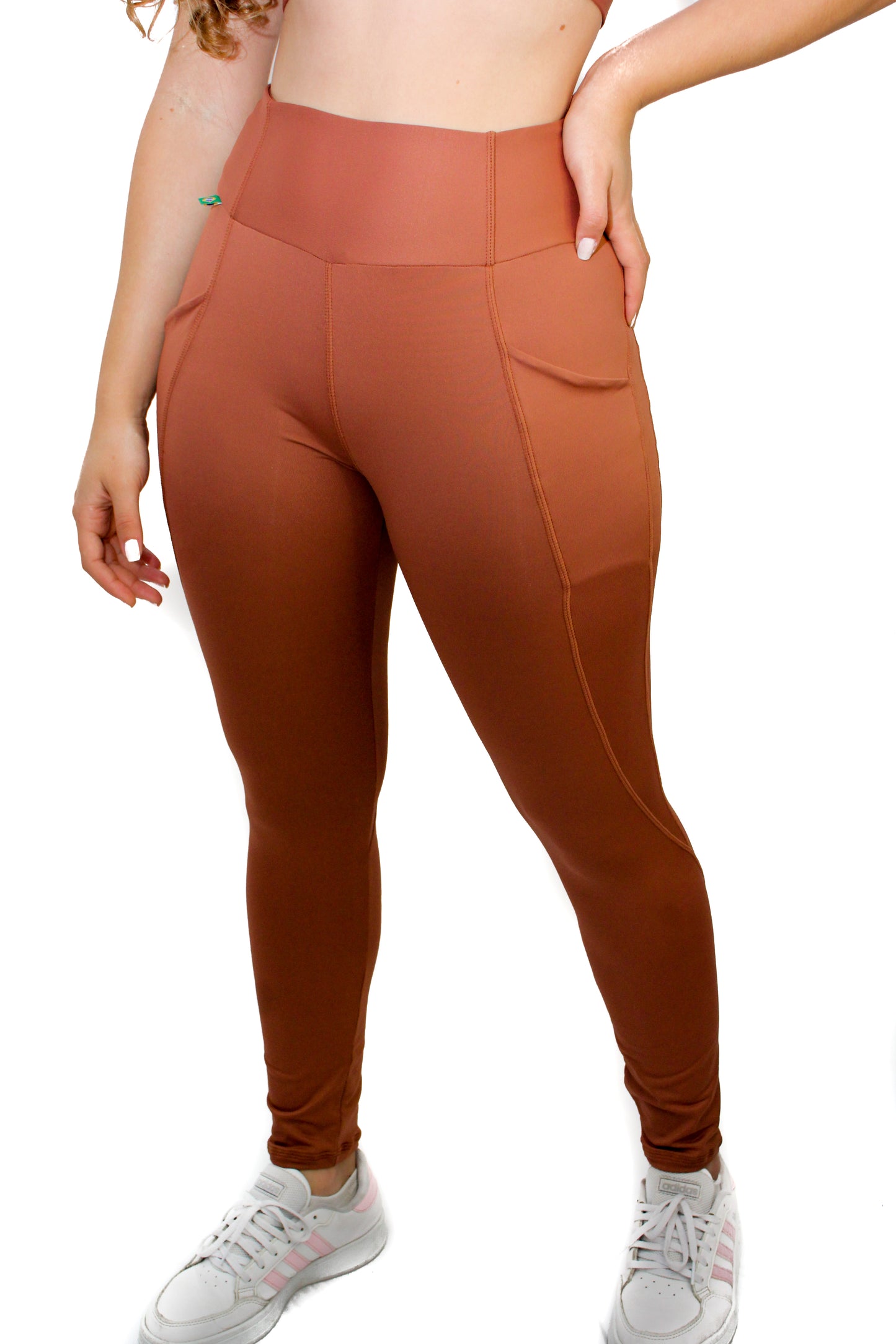 Light Brown Classic Cut Style Leggings with Pocket - Eco Free