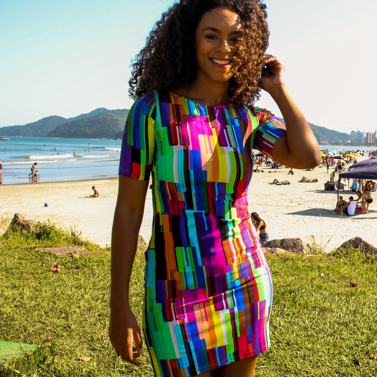 Colorful Pattern Dress with sleeves